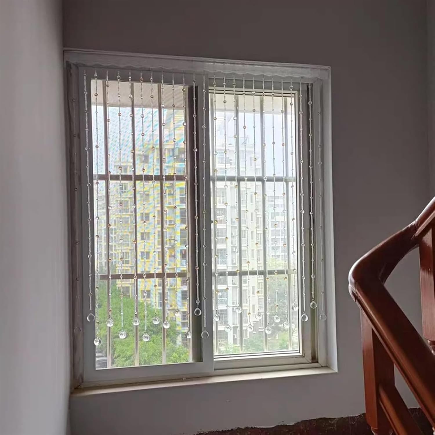 MoSumOn Beaded Curtain with Crystal Glass Pendant