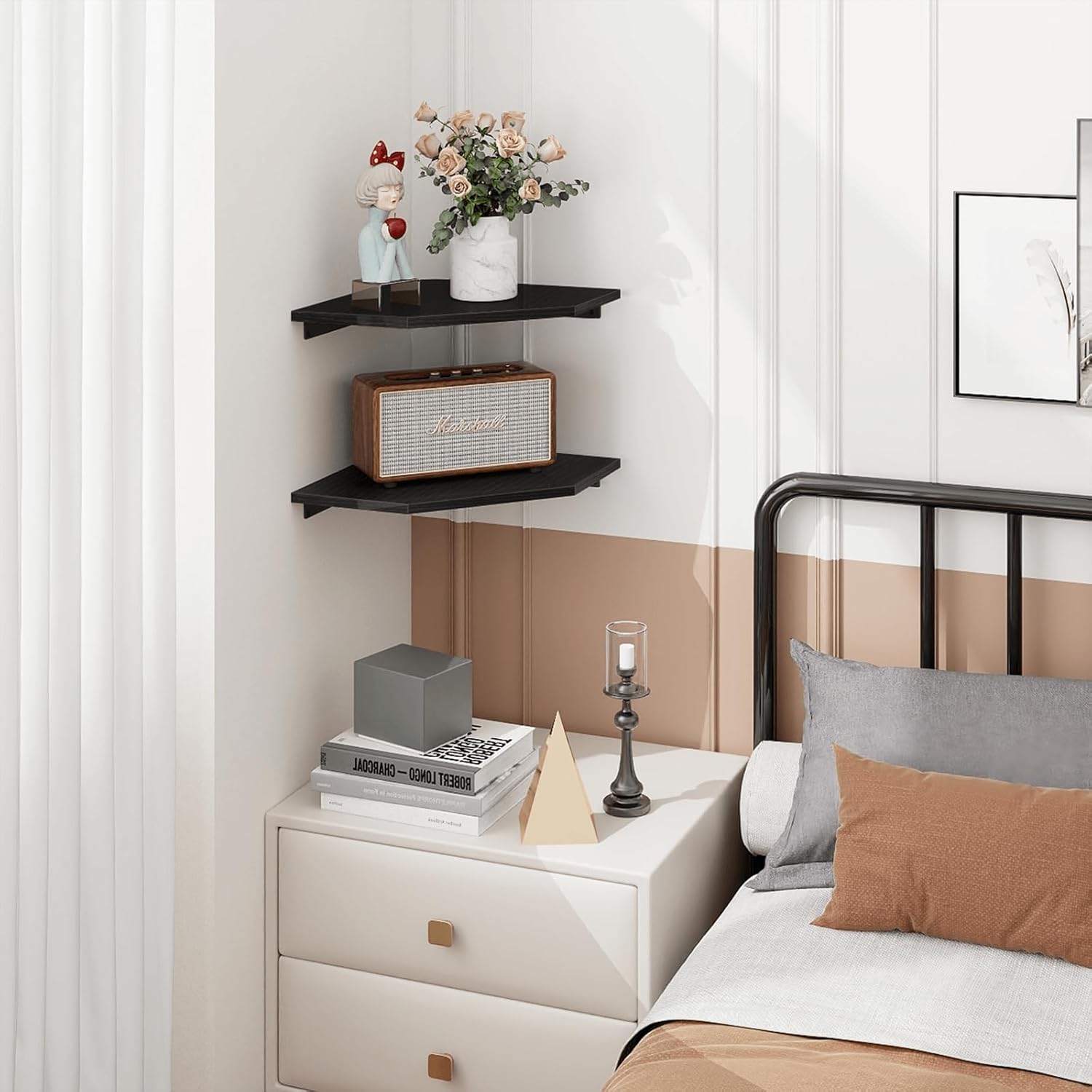 Homode Corner Floating Shelves Set of 2 Black