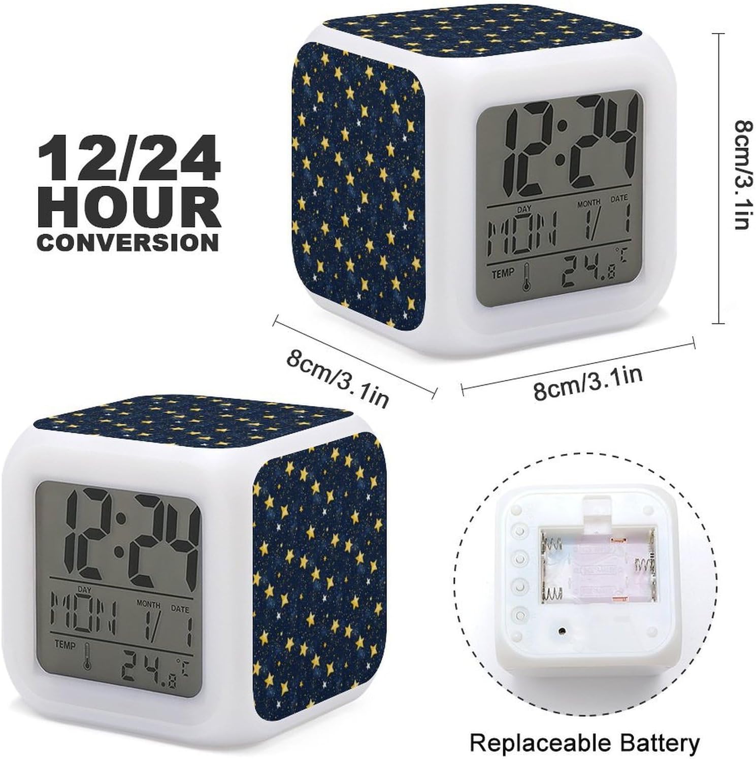 Novastar Stars Night Sky Print LED Alarm Clock