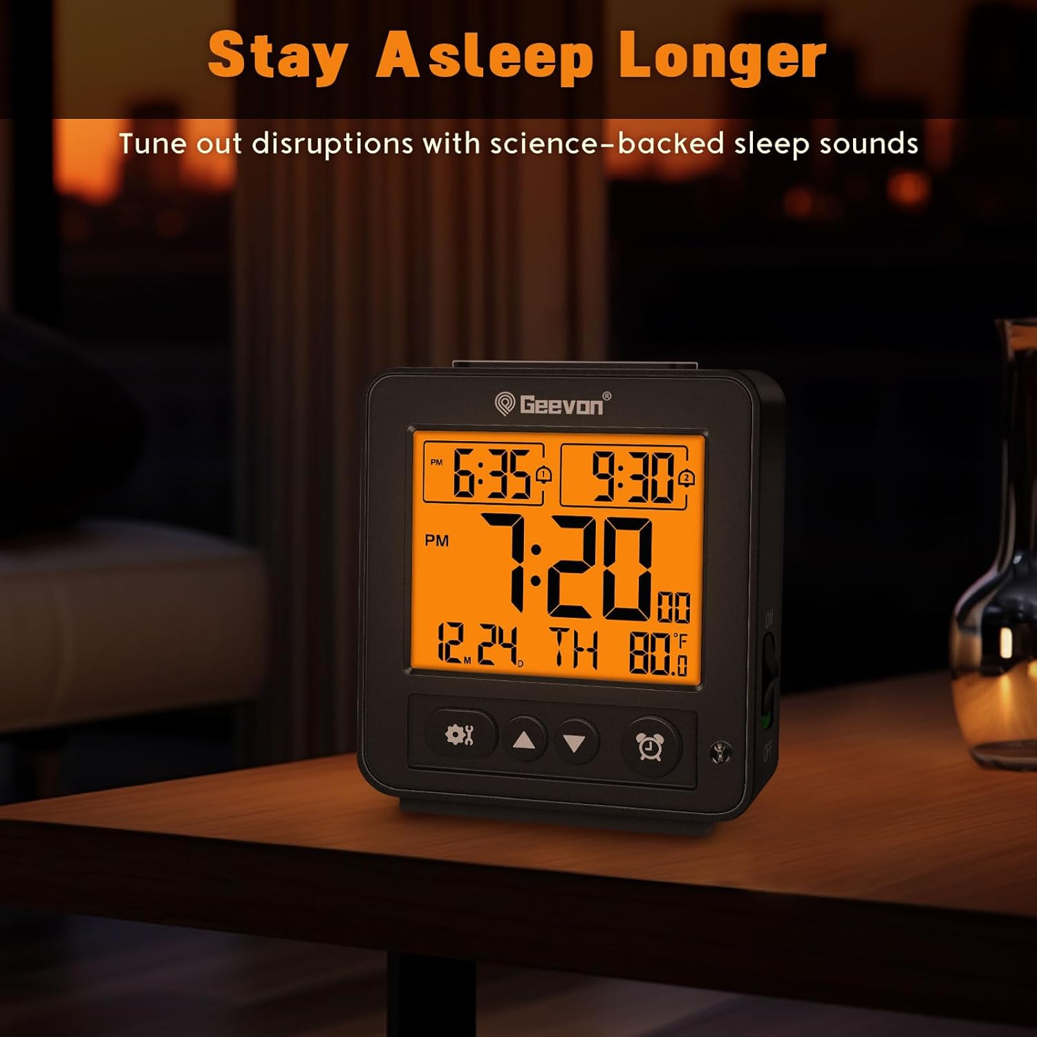 Geevon Smart Night Light Alarm Clock with 2 Beeps and Temperature Monitor