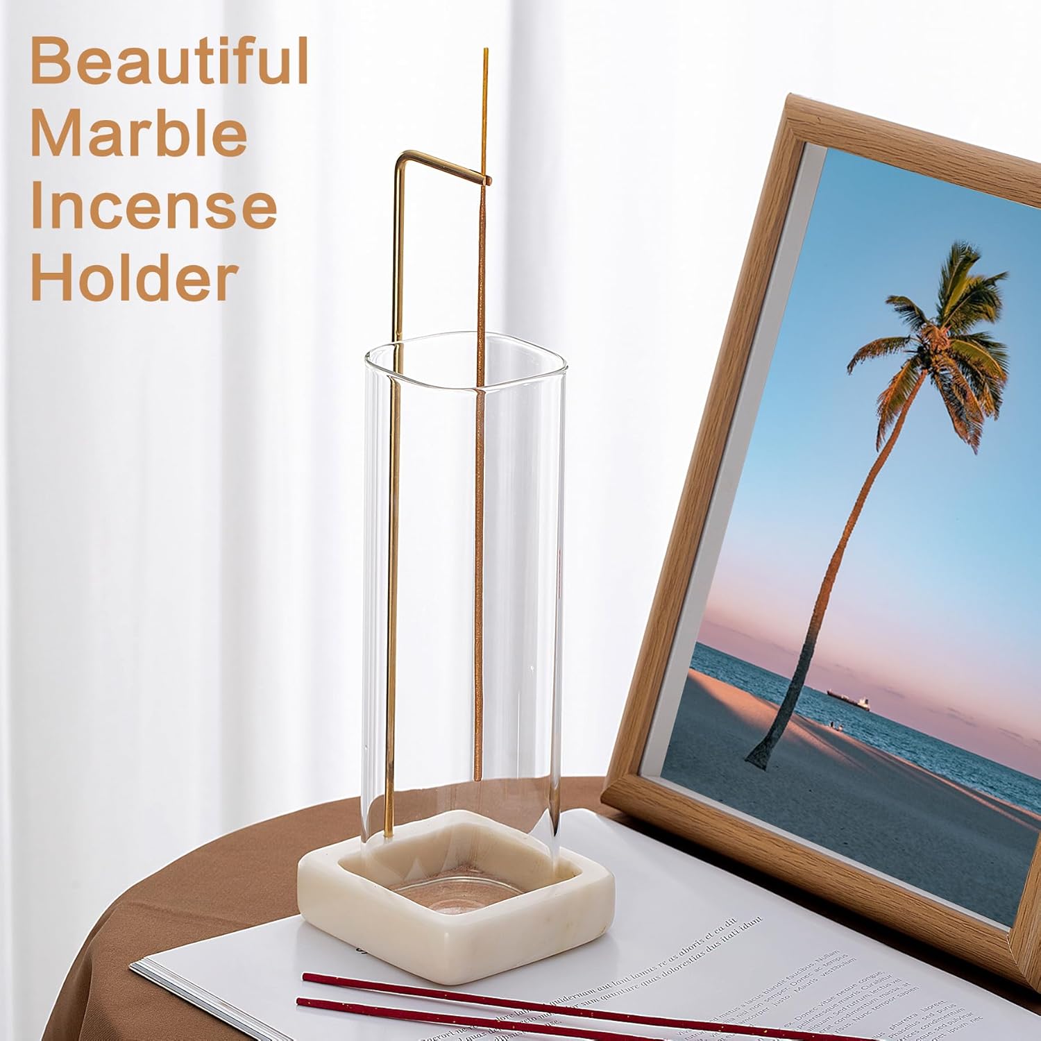 Unique Marble Incense Stick Holder Anti-Ash Flying 100 Mess-Free
