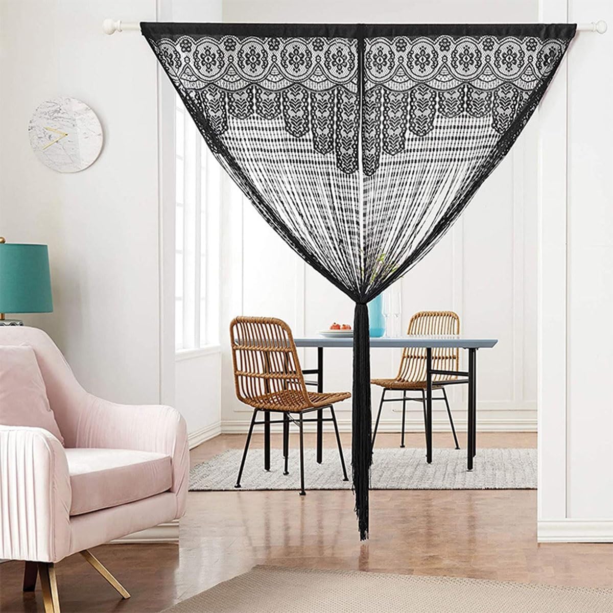 MObyat Doorway String Curtain with Glitter Fringe Panel