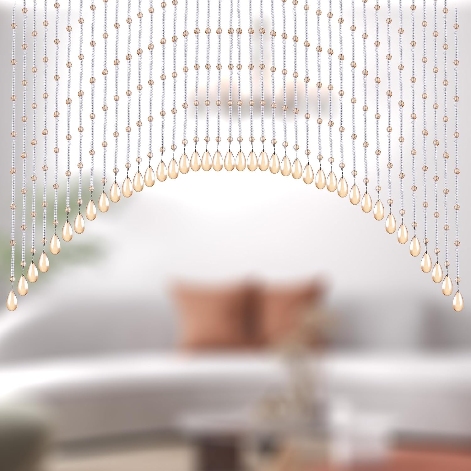 BECHAEO Crystal Glass Beaded Curtain 40 Strings Arched Door Decor