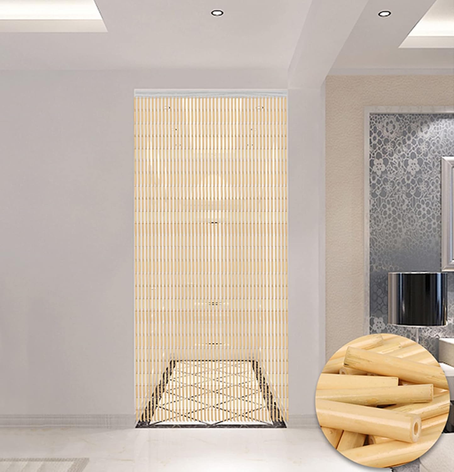 CHUNJIMAN Bamboo Beaded Door Curtain Panel Screen Decorative Divider