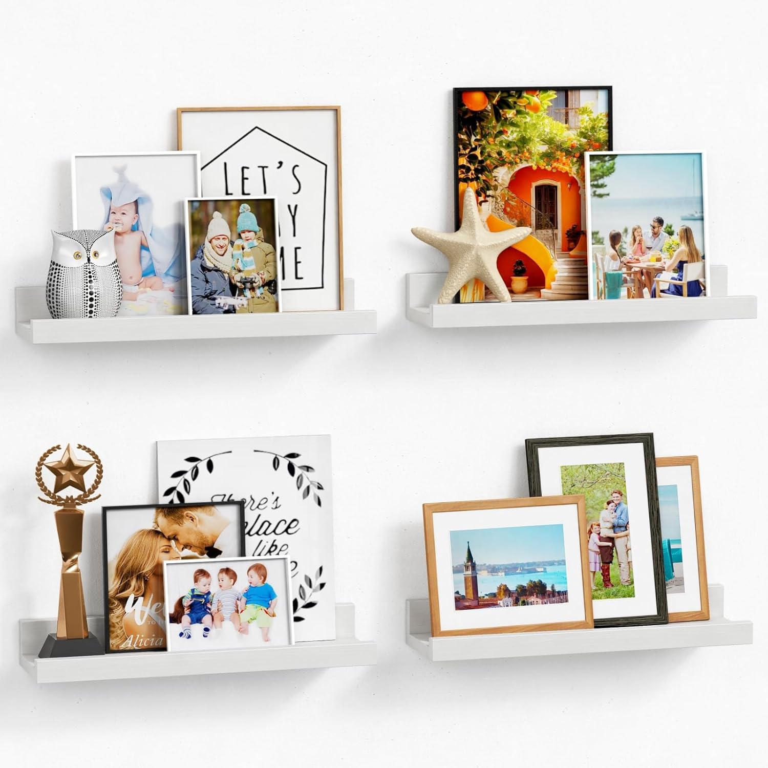 Forbena Wall Mounted Bookshelf Set of 4 White