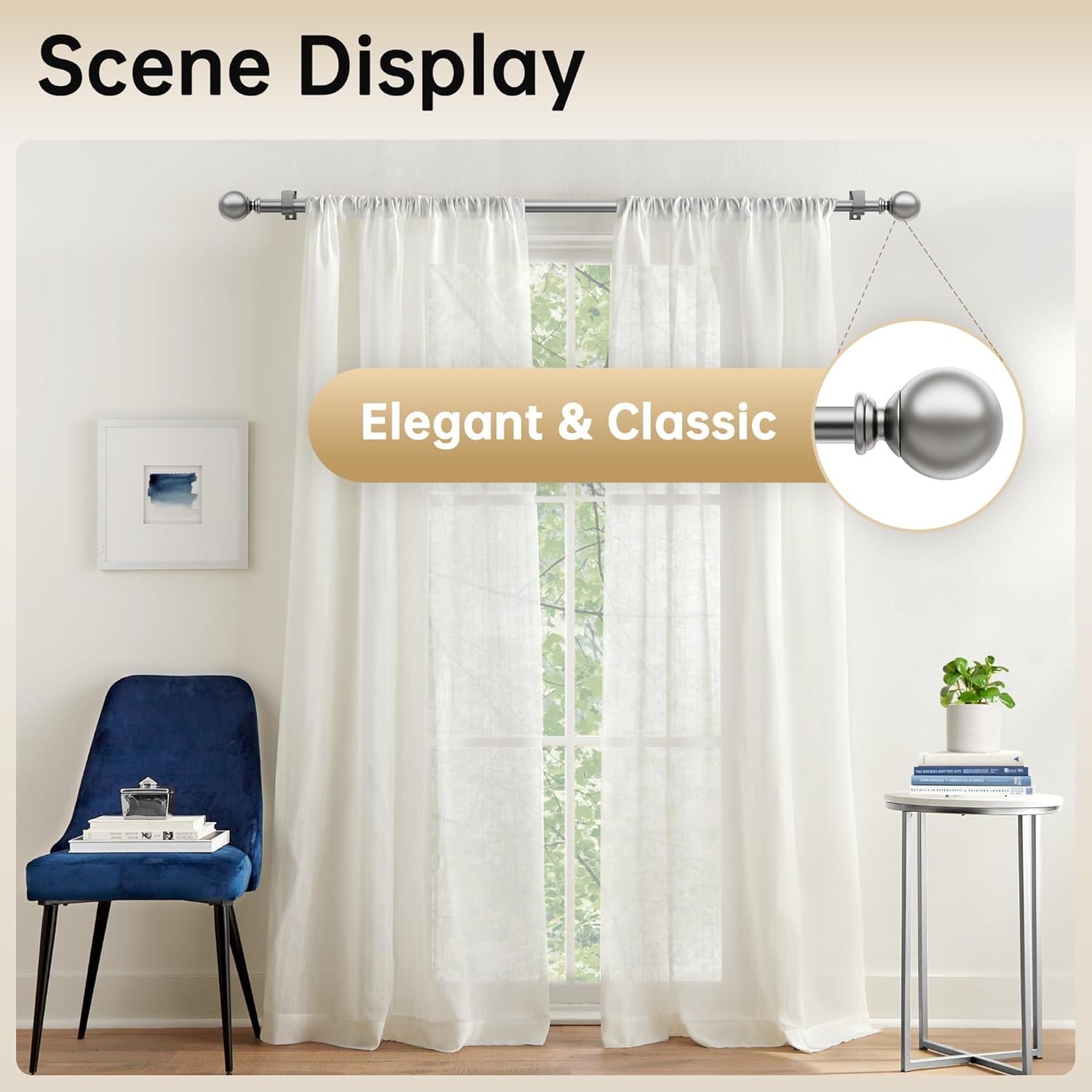 Adjustable Extendable Curtain Rods 30-53 Inches