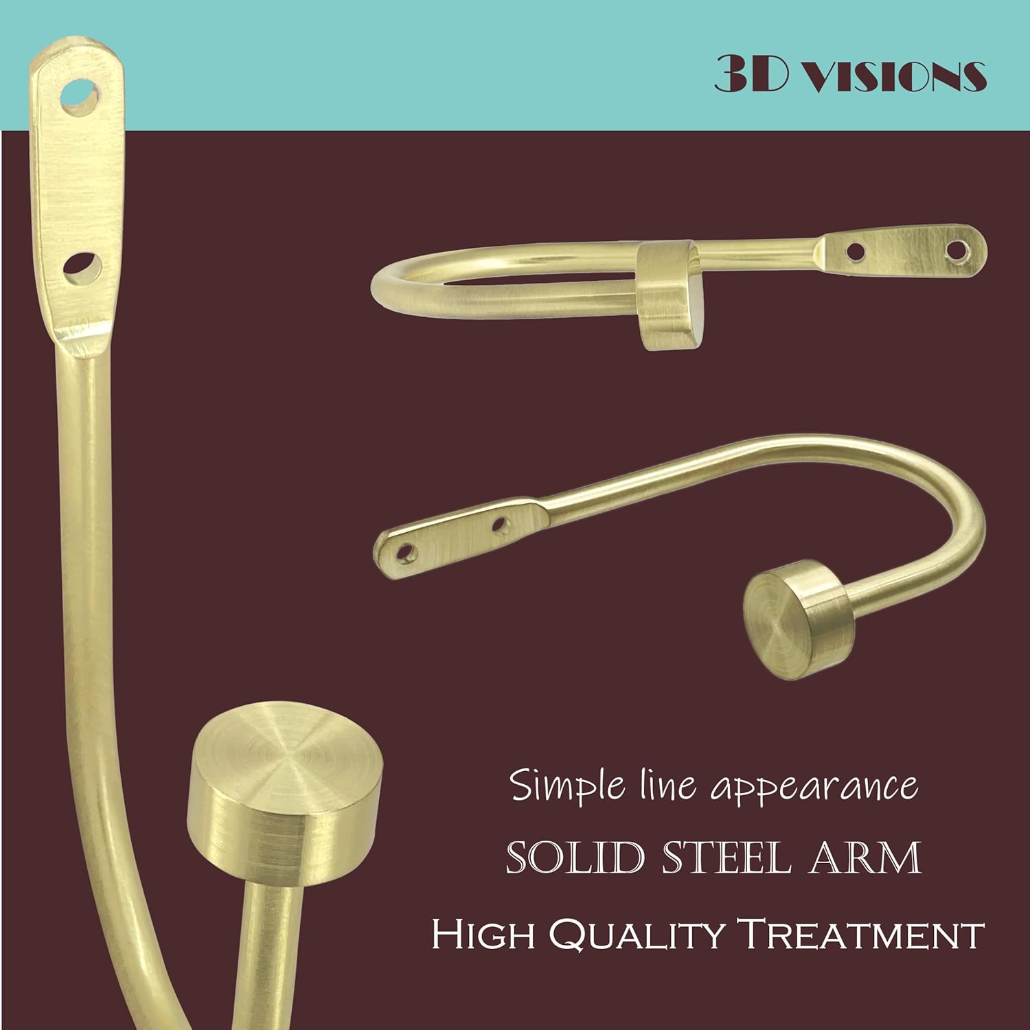 ARNORX Solid Steel Curtain Holdbacks Set of 2