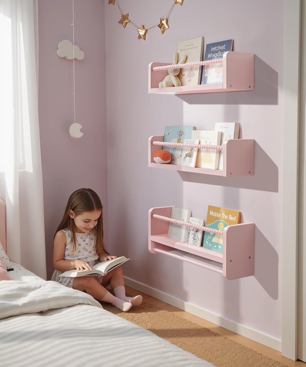 Pink Floating Bookshelf Wall Set of 3