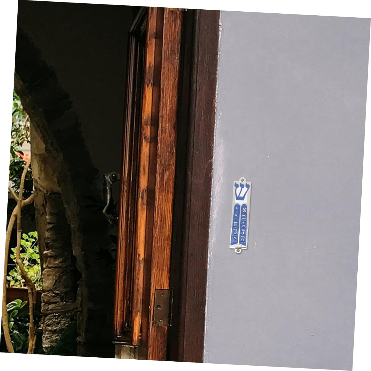 Wakauto Mezuzah Case with Hebrew Scroll and Decorative Metal Door Ornament