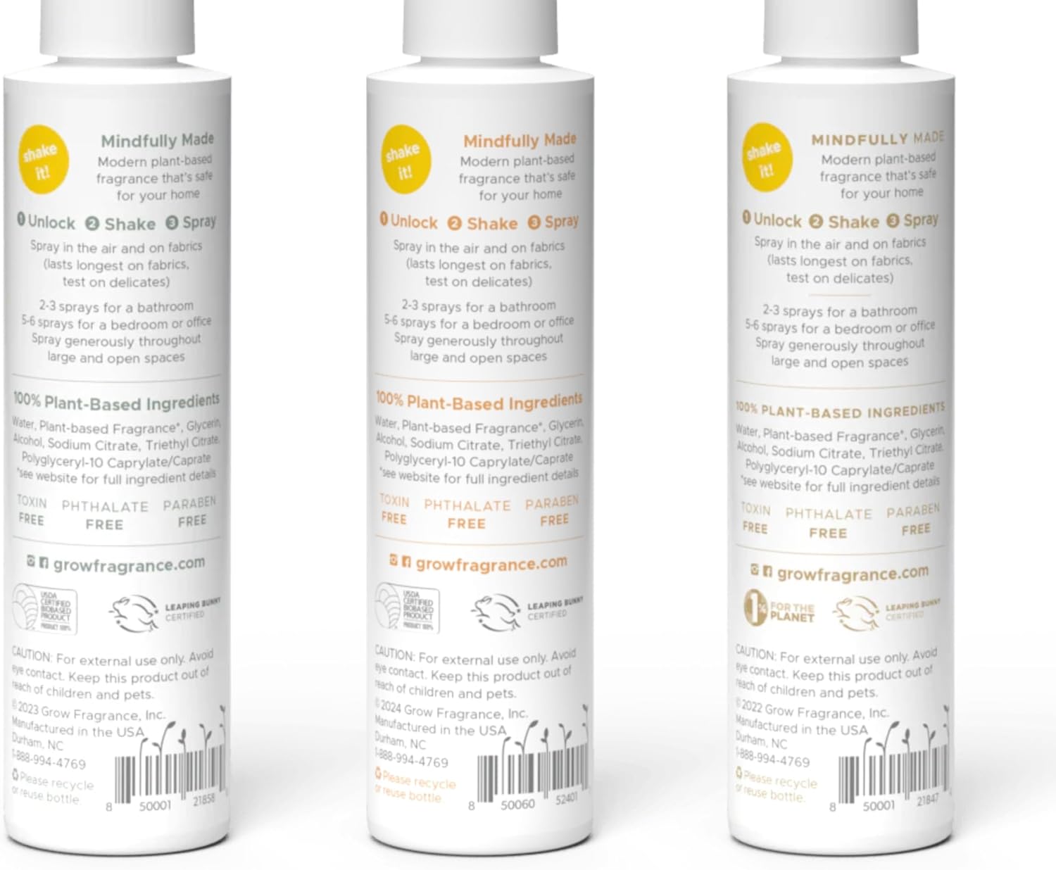 Grow Fragrance 100 Plant-Based Air Freshener 3 Pack