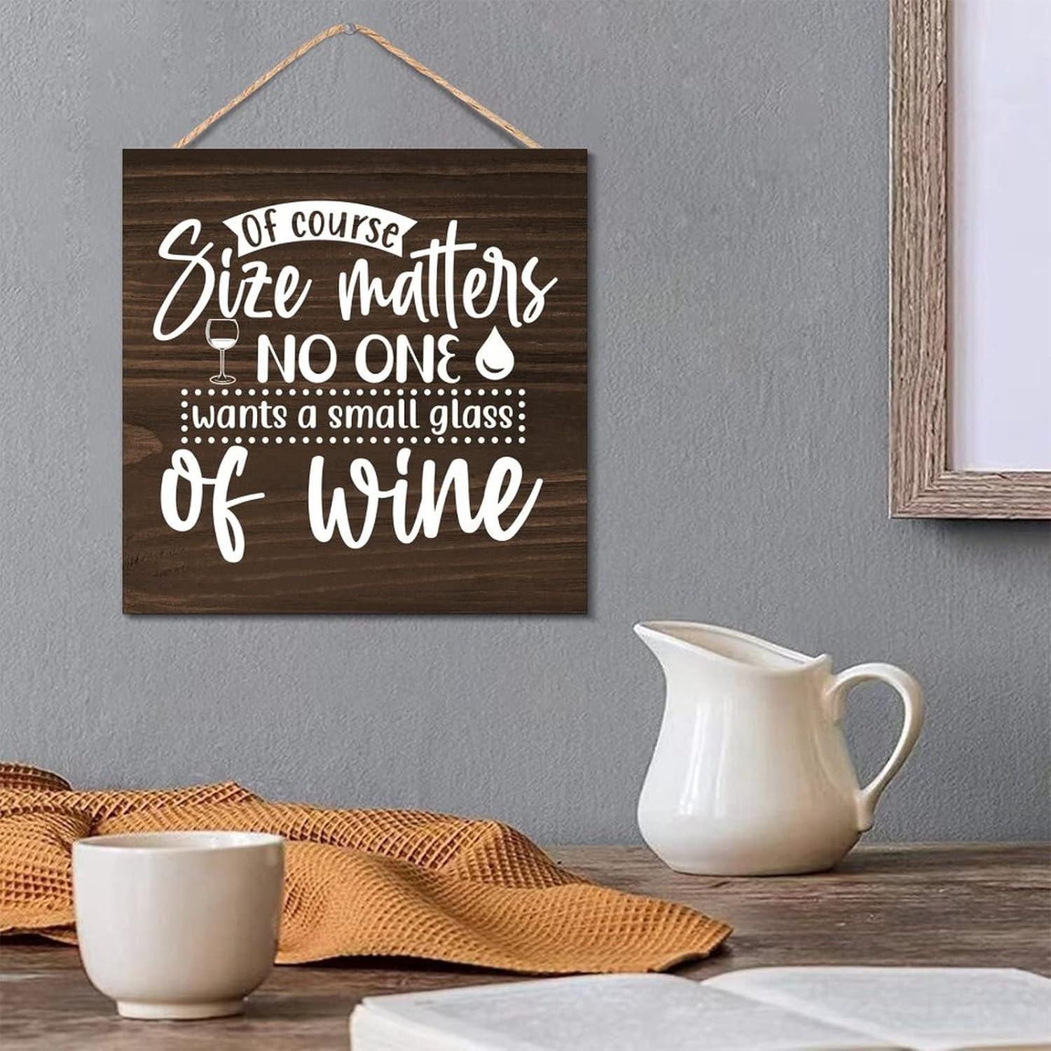 Wooden Wine Sign with Rustic Quotes for Farmhouse Decor