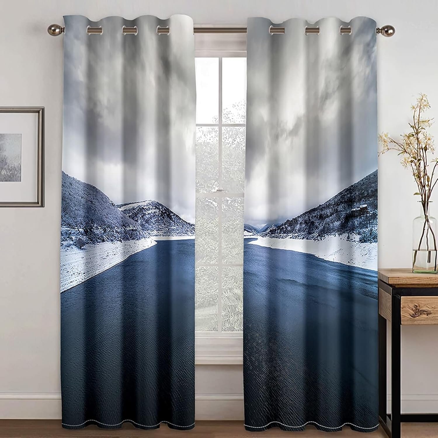 Blackout Drapes 2 Panels Set Dark Gray Living Room Curtains
