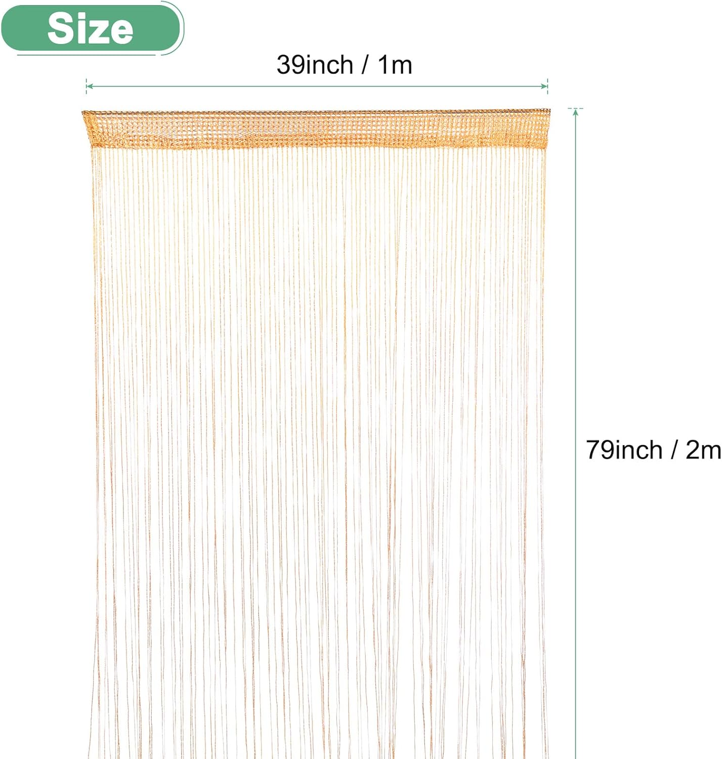 Orange Decorative Door String Curtain 39x79 Inch Fringe Panel for Room Divider and Interior Decoration