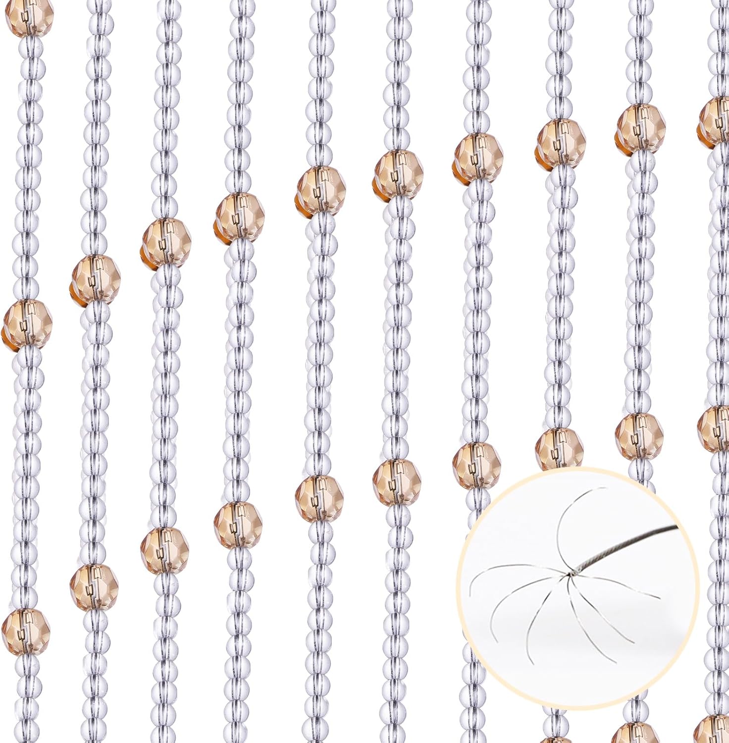 BECHAEO Crystal Glass Beaded Curtain 40 Strings Arched Door Decor