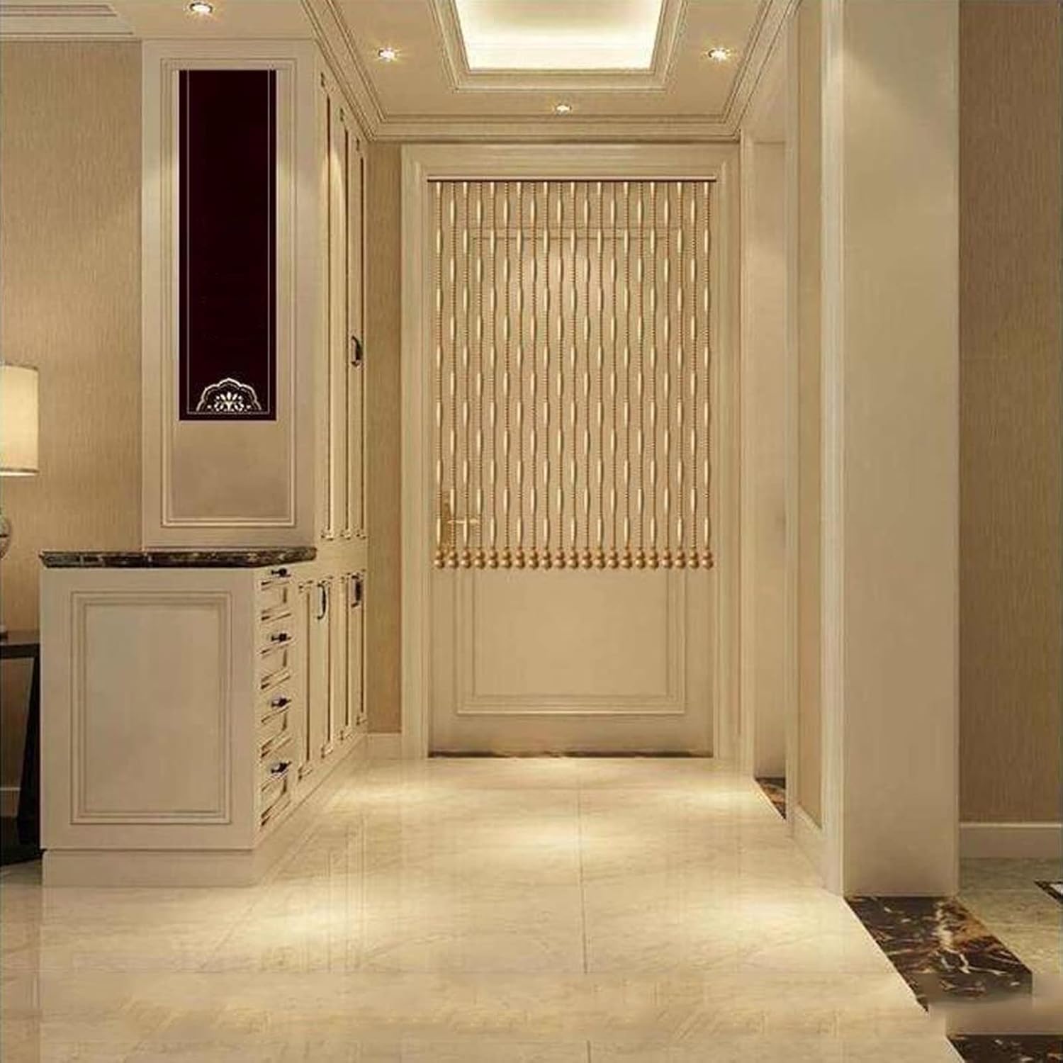 LEOSXA Beaded Door Curtain - 21 Strands 80x176cm Natural Wood Panels