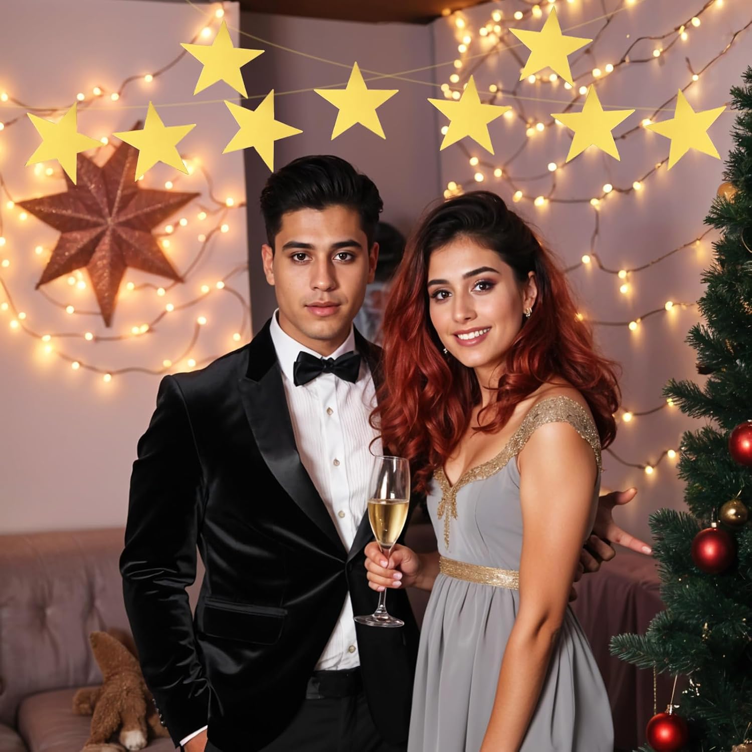 40 Pcs Gold Star Cutouts 6 Inch Double Printed Party Decor