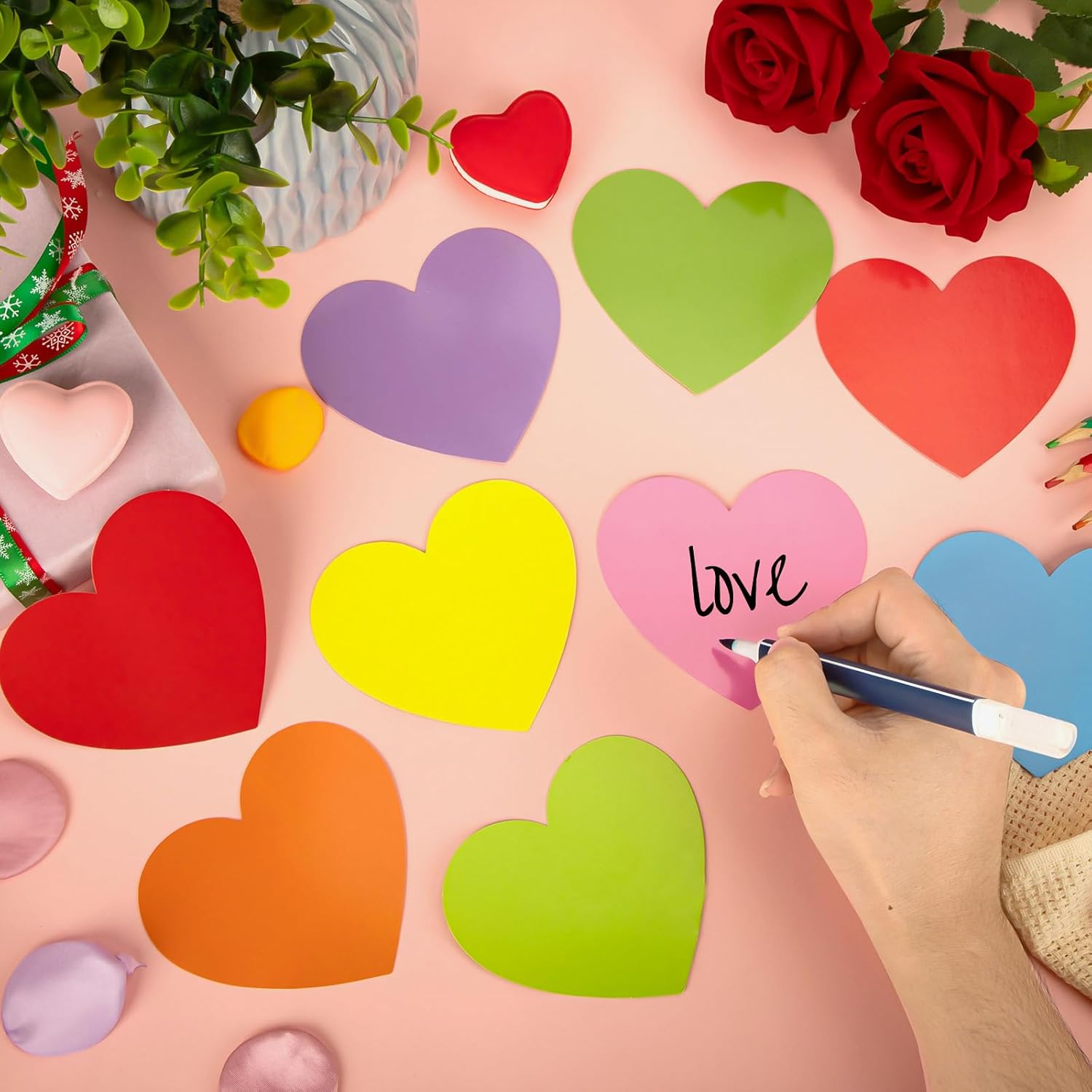 54 Pcs Colorful Heart Cutouts Valentine Classroom Decor Party Supplies