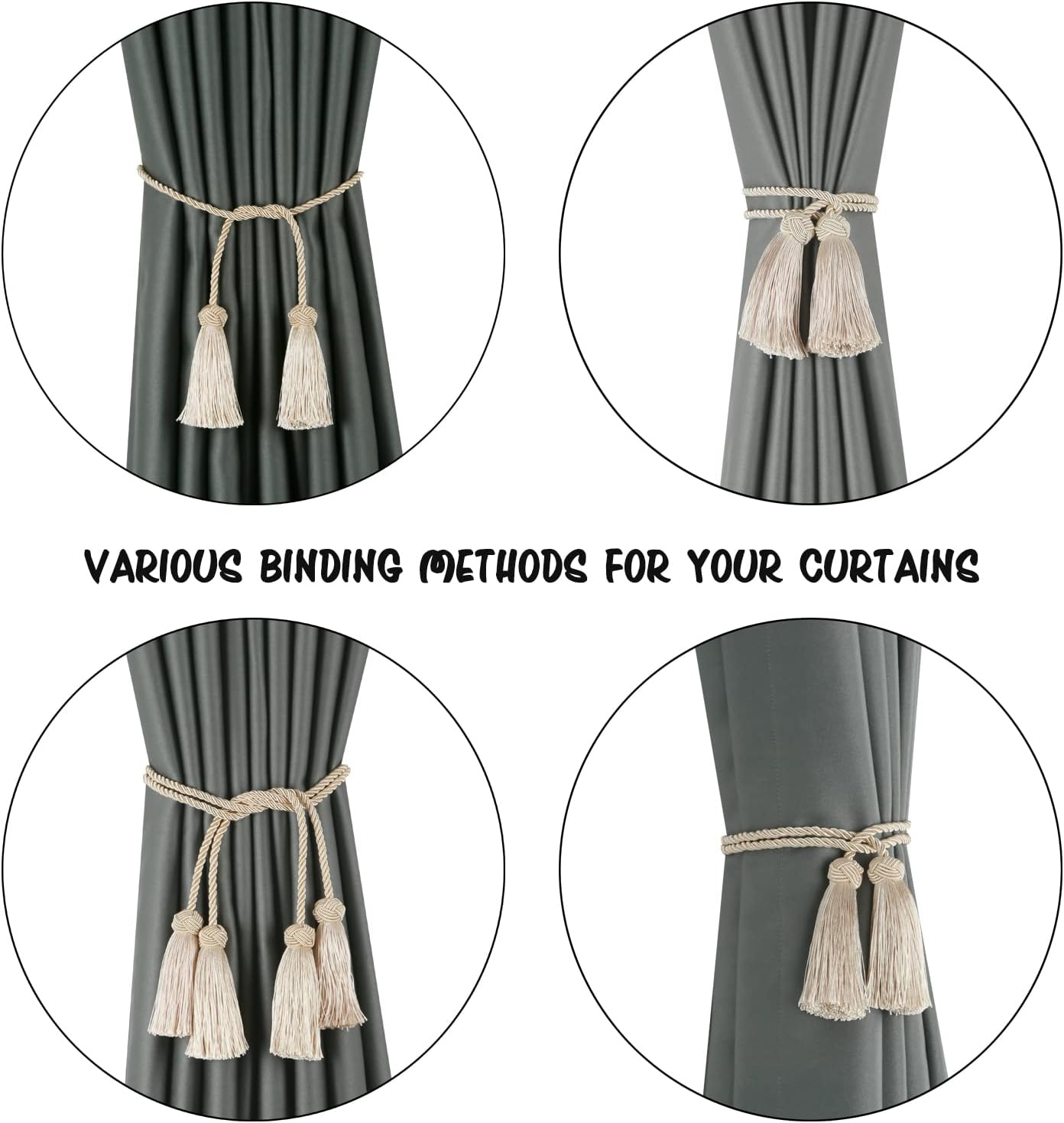 BEL AVENIR 2 Pack Decorative Curtain Holdbacks with Tassels