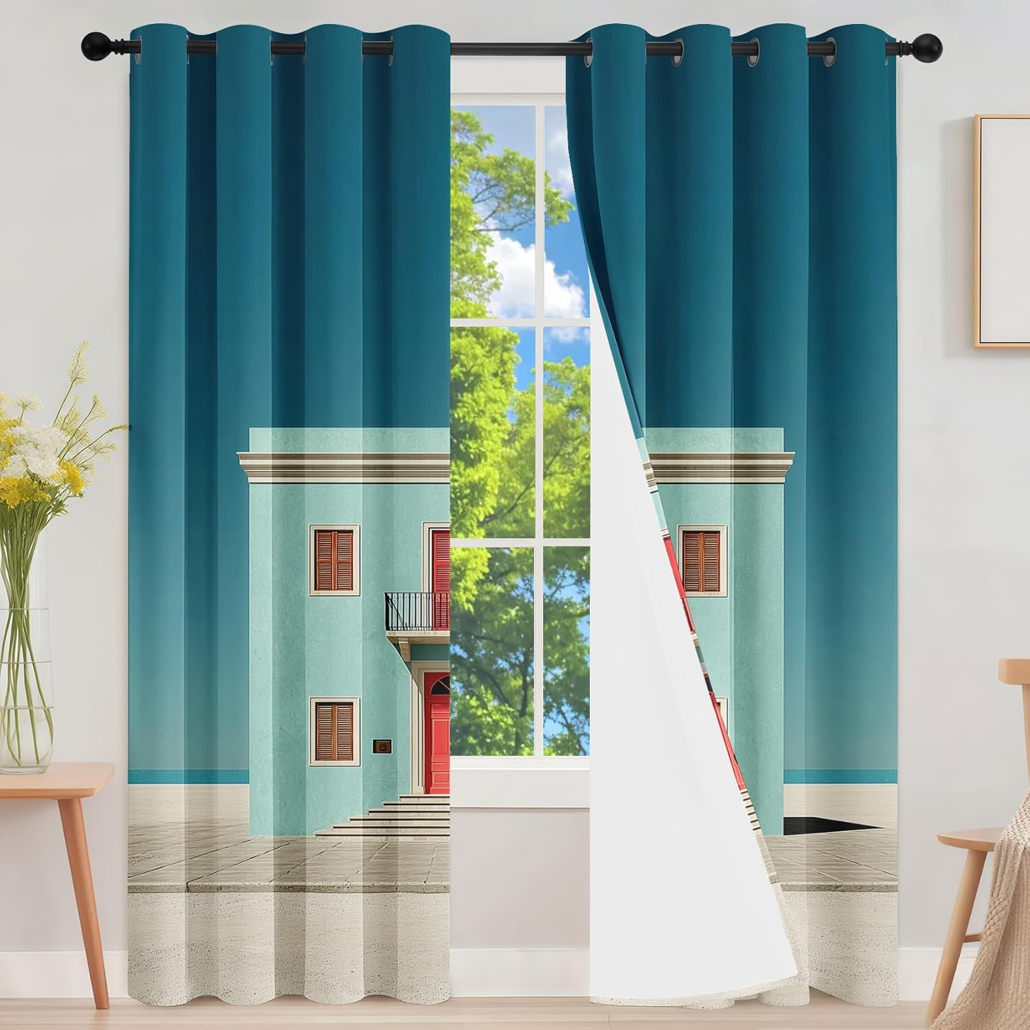 European Doorway Curtains with Grommet 2 Panel Set