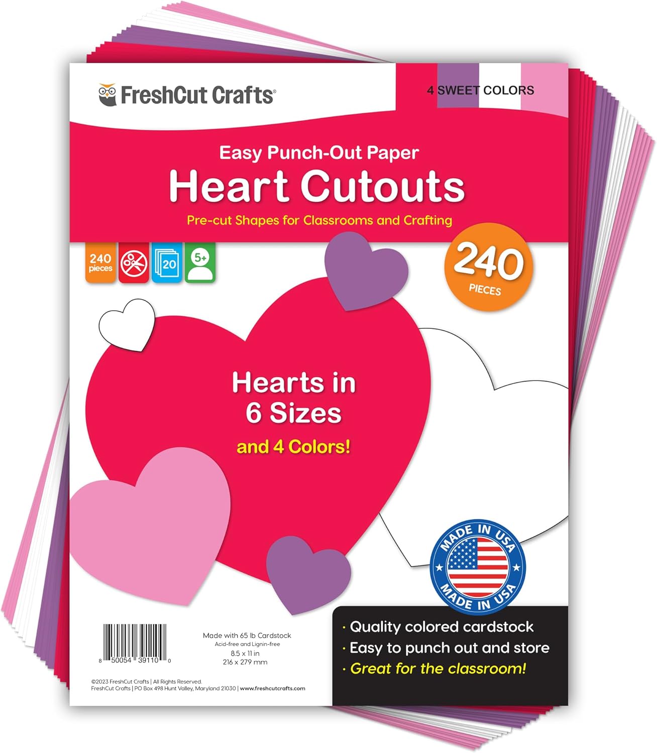 FreshCut Crafts 240 Heart Cutouts for Valentine Crafts