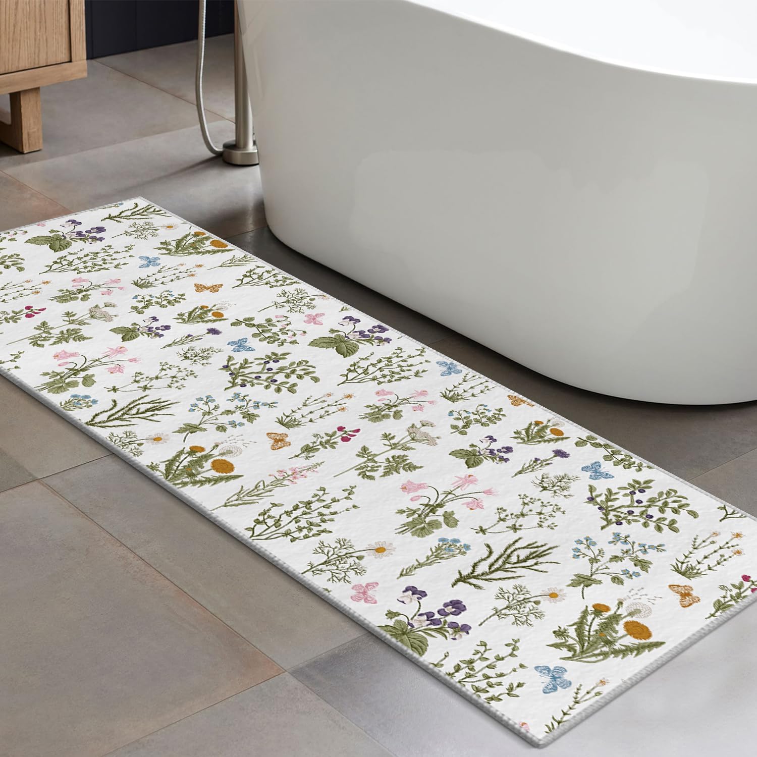 Artoid Mode Wild Floral Antique Herbs Runner Rug