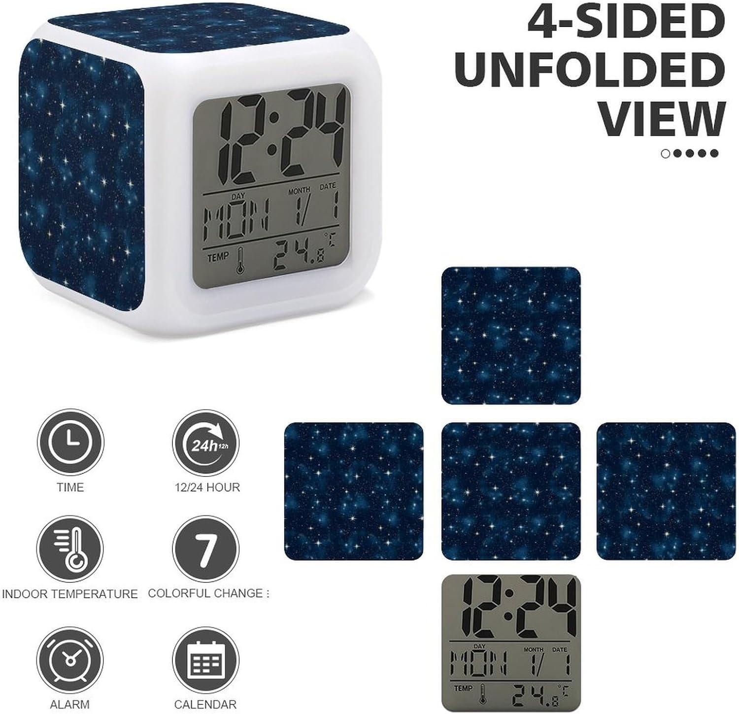 Novastar Dreamy Stars Print LED Alarm Clock