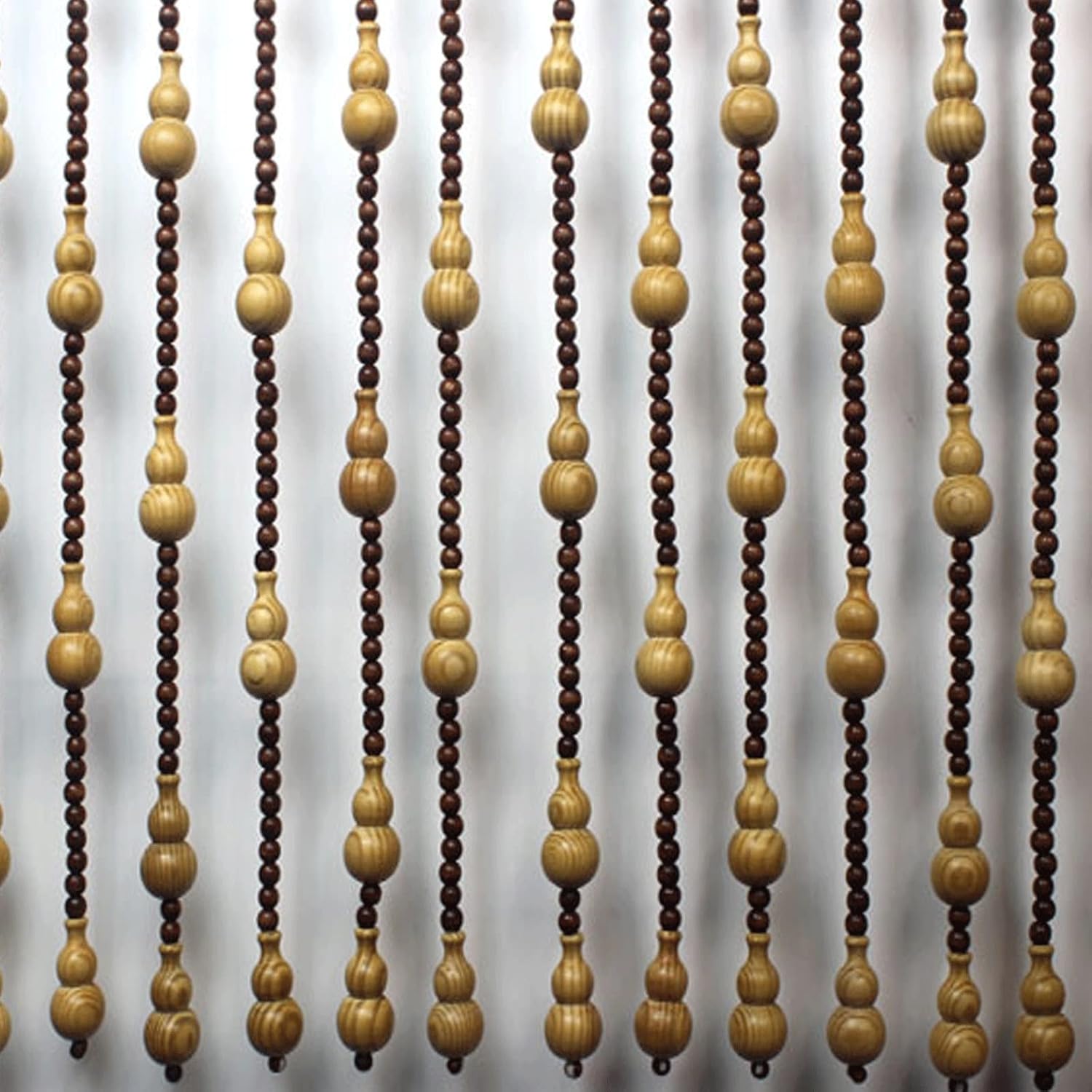 Natural Wood and Bamboo Beaded Curtain for Bedroom Privacy