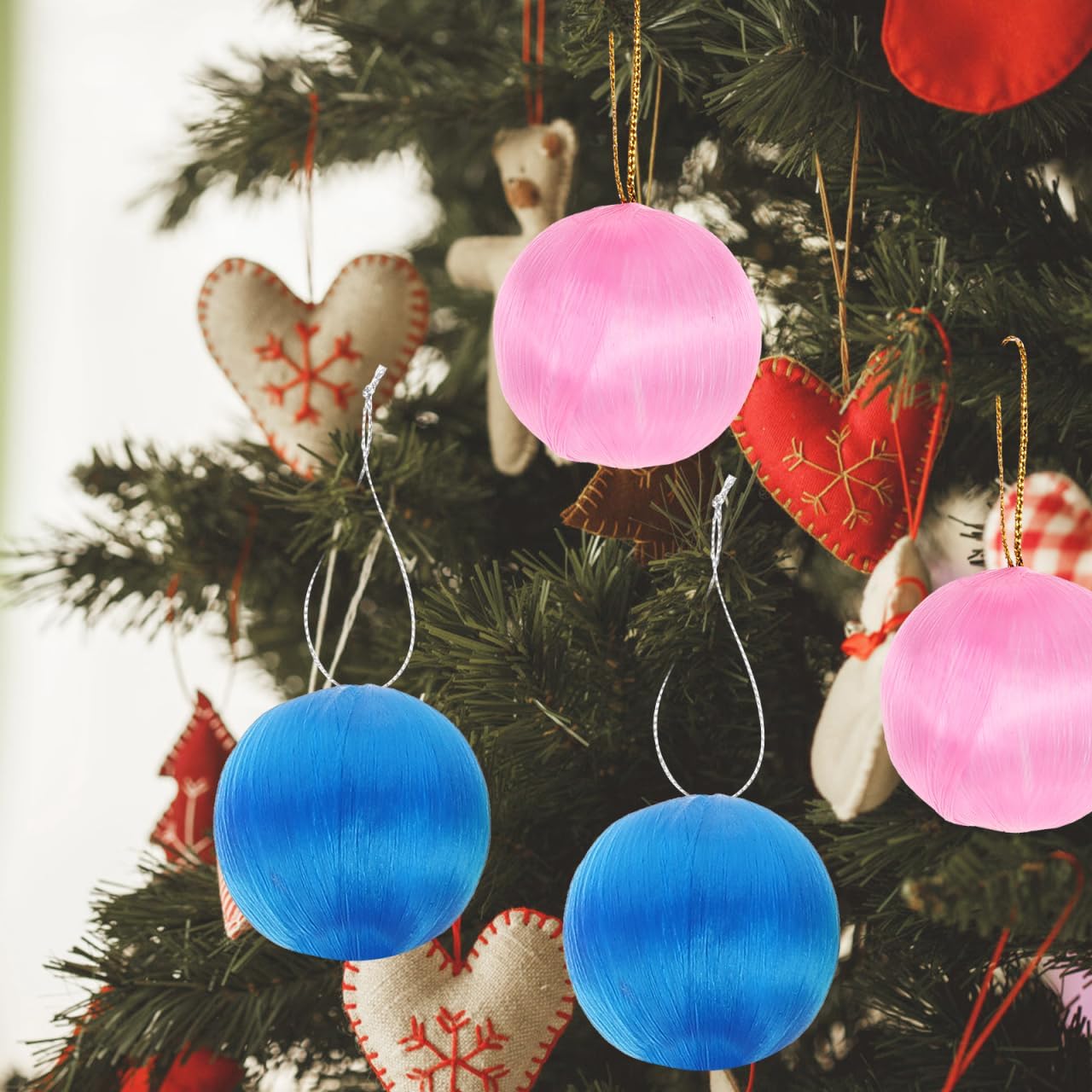 Amosfun 30pcs Colorful Silk Thread Ball Ornaments