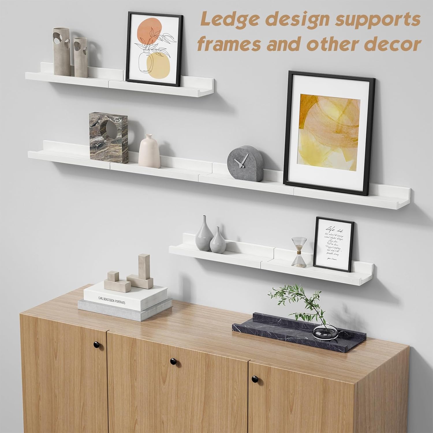 Forbena Wall Mounted Bookshelf Set of 4 White