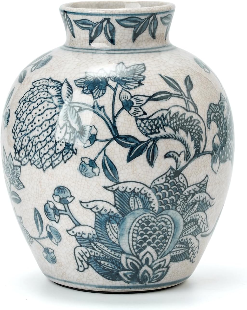 SIDUCAL Ceramic Chinoiserie Vase 63 Inch Blue White Vintage