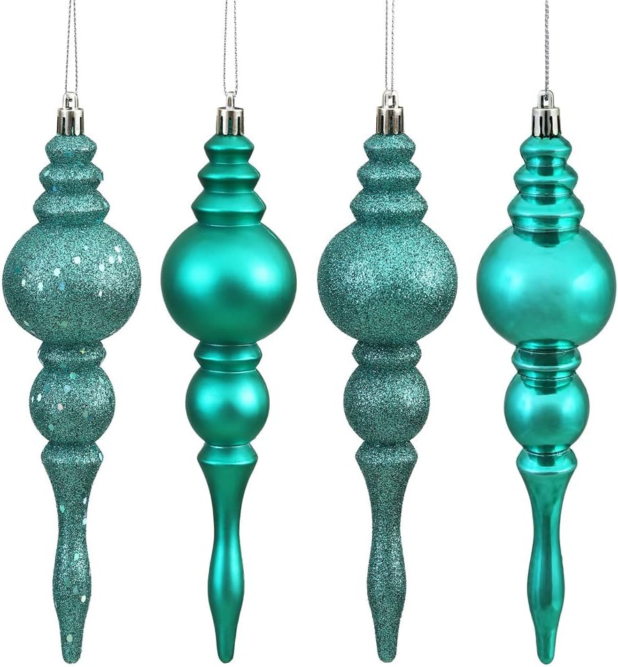 Vickerman 7 Inch 4-Finish Finial Ornament 8 Pack 1