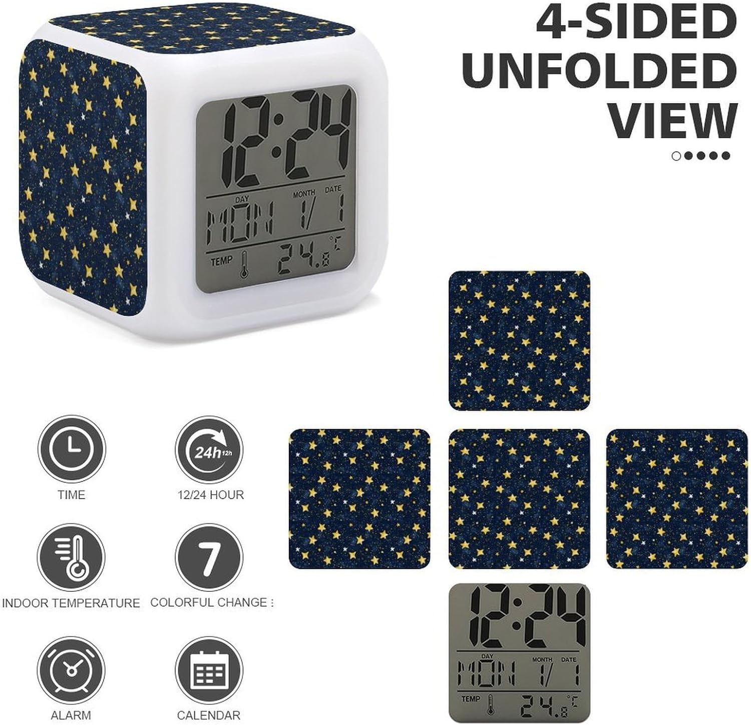 Novastar Stars Night Sky Print LED Alarm Clock
