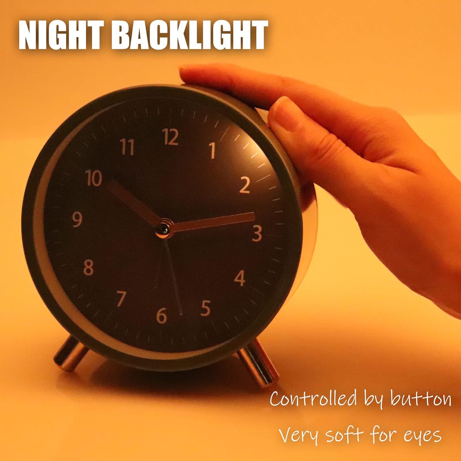 AOLOX 45 Inch Battery Operated Round Analog Alarm Clock with Soft Backlight