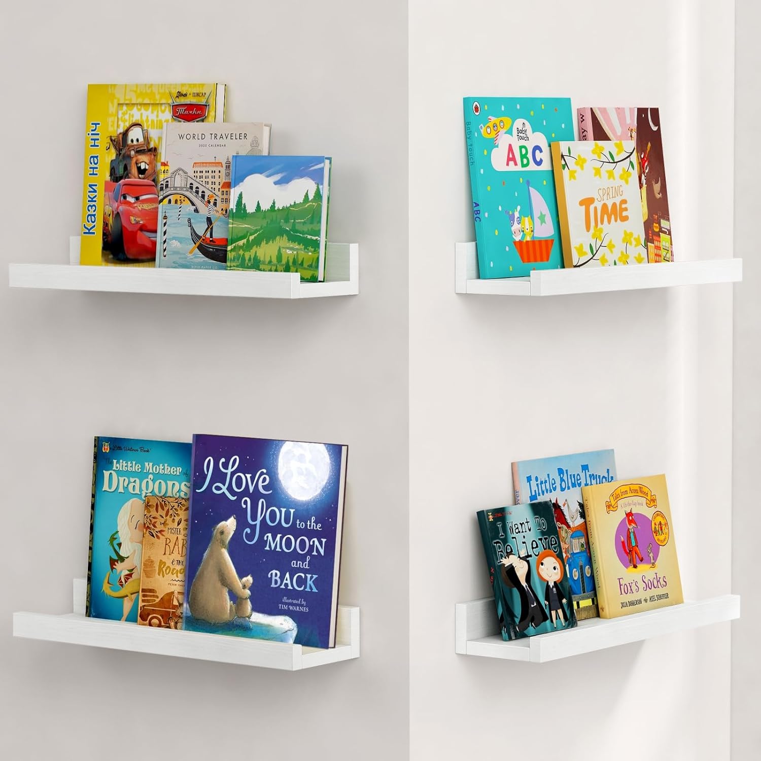 Forbena Wall Mounted Bookshelf Set of 4 White