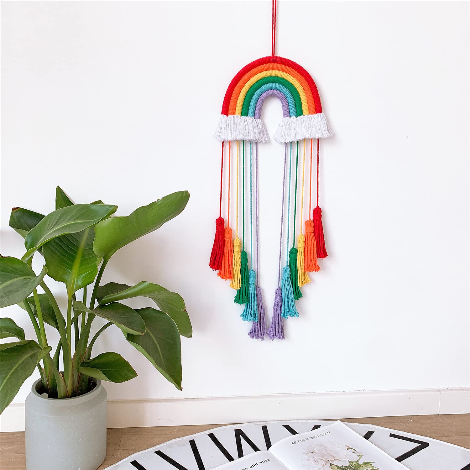 Handmade Woven Dream Catcher with Rainbow Tassel