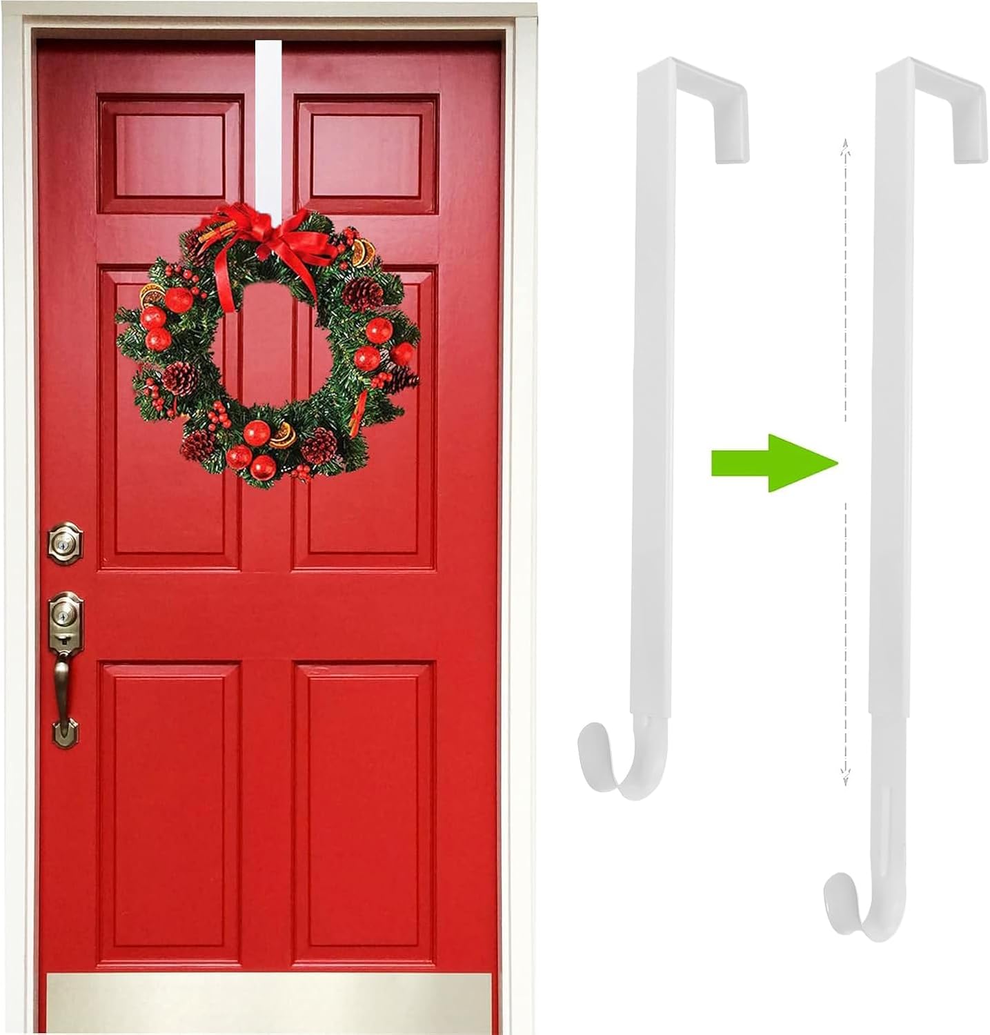 Adjustable Wreath Hanger for Front Door White