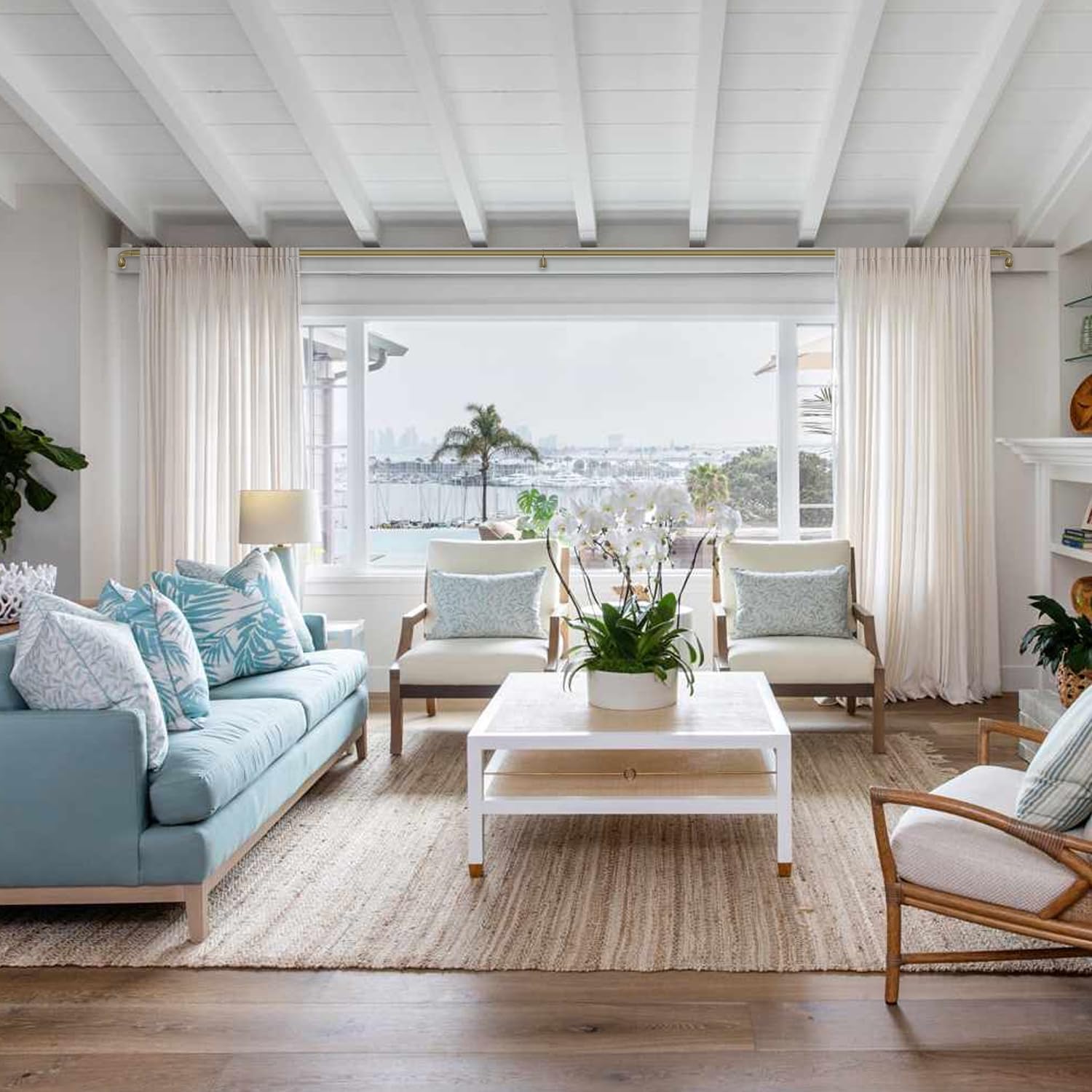 2 Pack 1 Inch Diameter Wrap Around Curtain Rods with Adjustable Length and Antique Bronze Finish