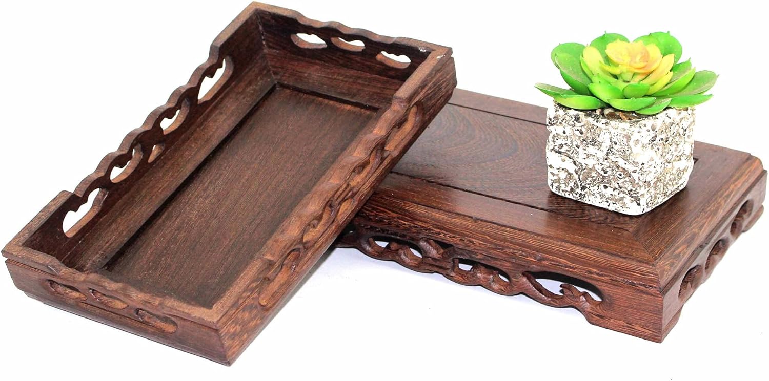 GOLDYWENDY Solid Wood Carved Display Stand Pedestal Vase Fish Tank Base