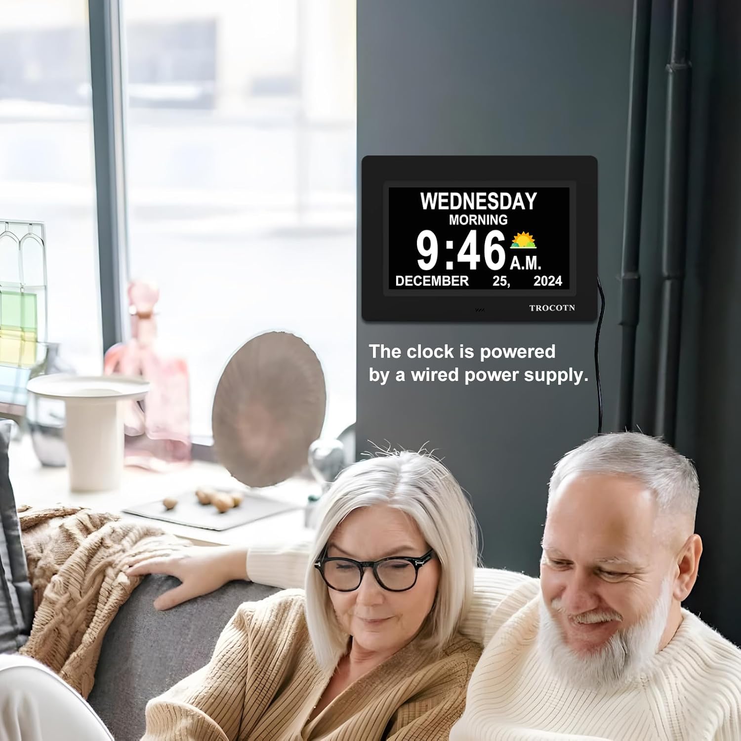 TROCOTN Dementia Clock 7 Inch Wall Display