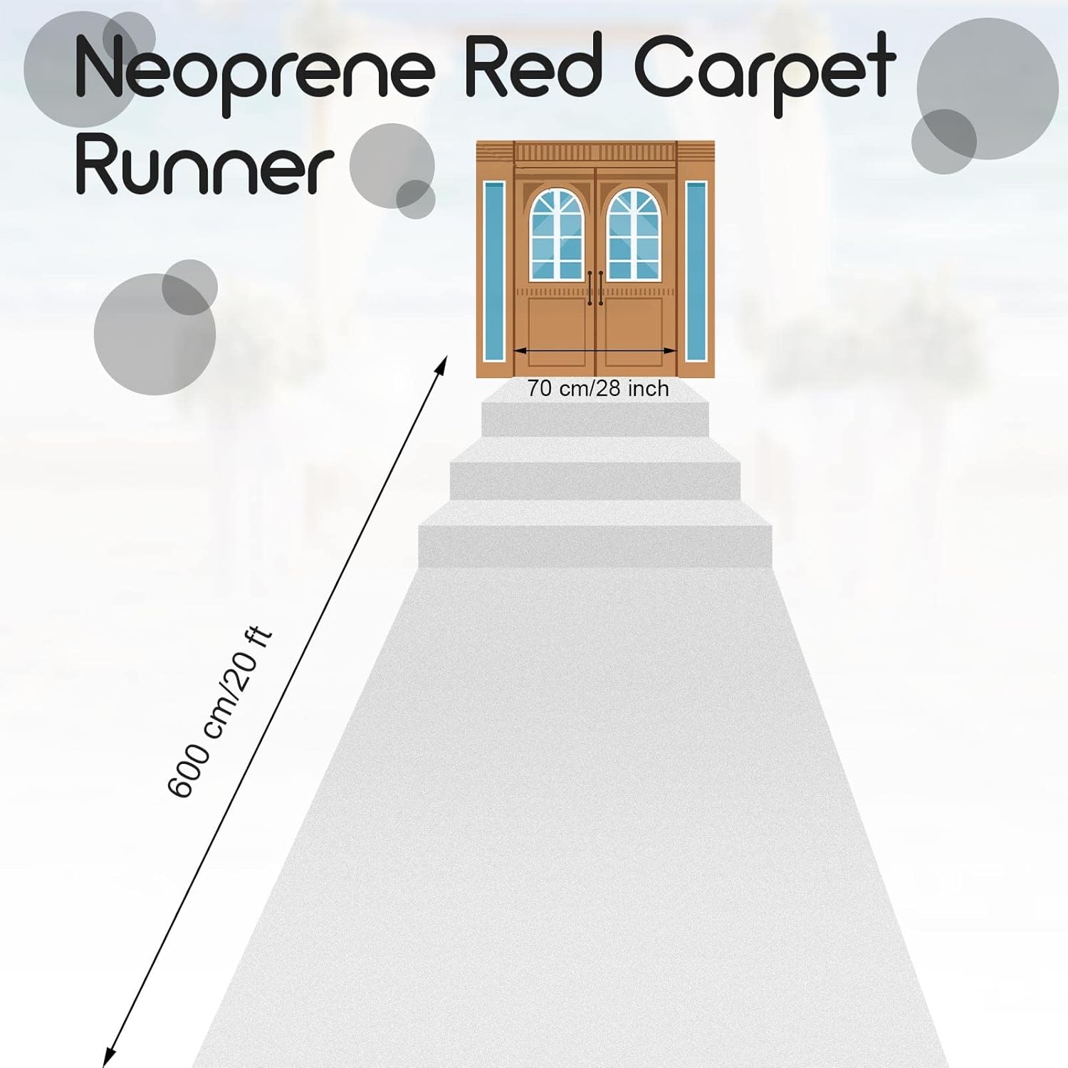 Boao 20x23 Ft Neoprene Carpet Runner Reusable Non Slip Rubber Backed Floor Runner