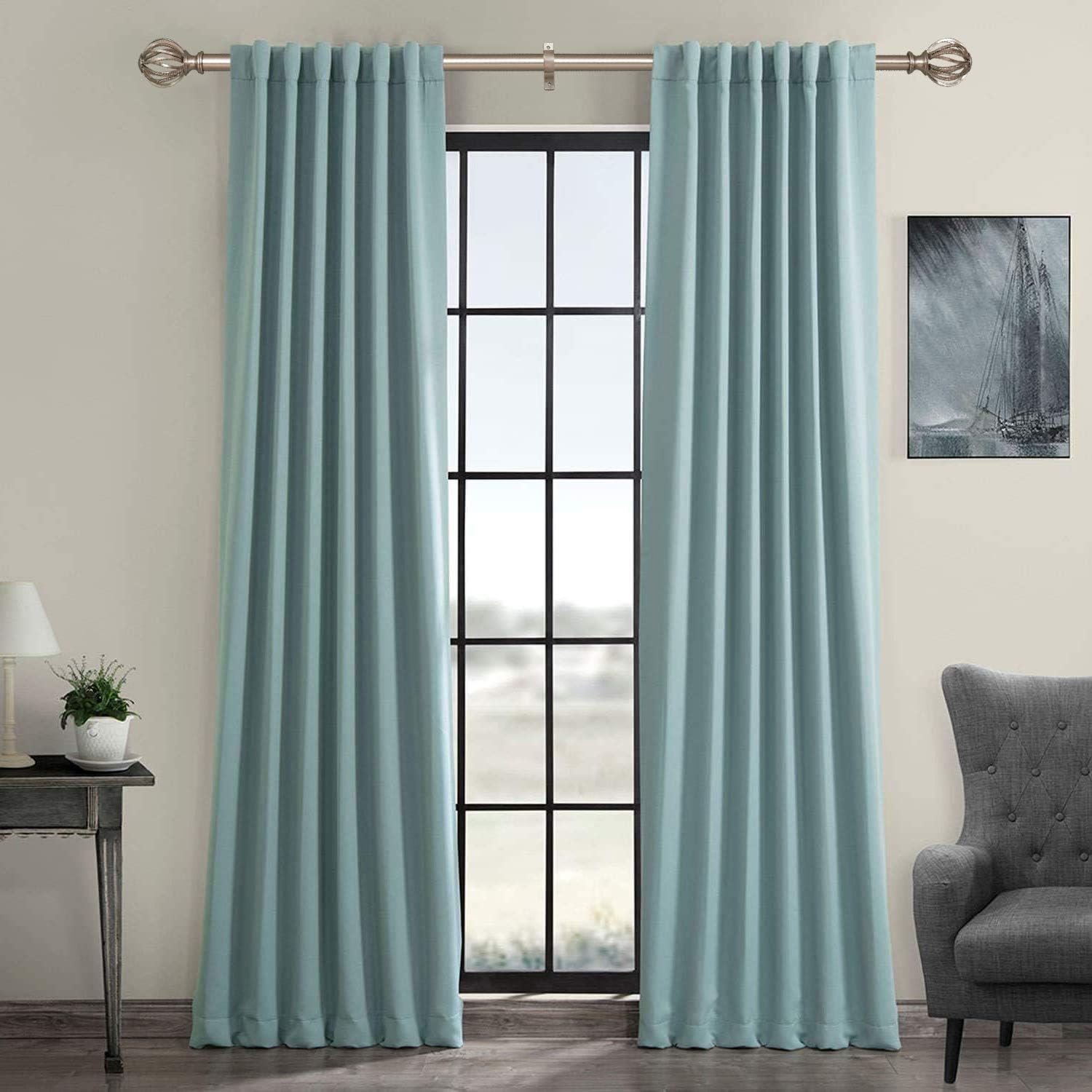 Adjustable Curtain Rod Set with Round Cage Finials