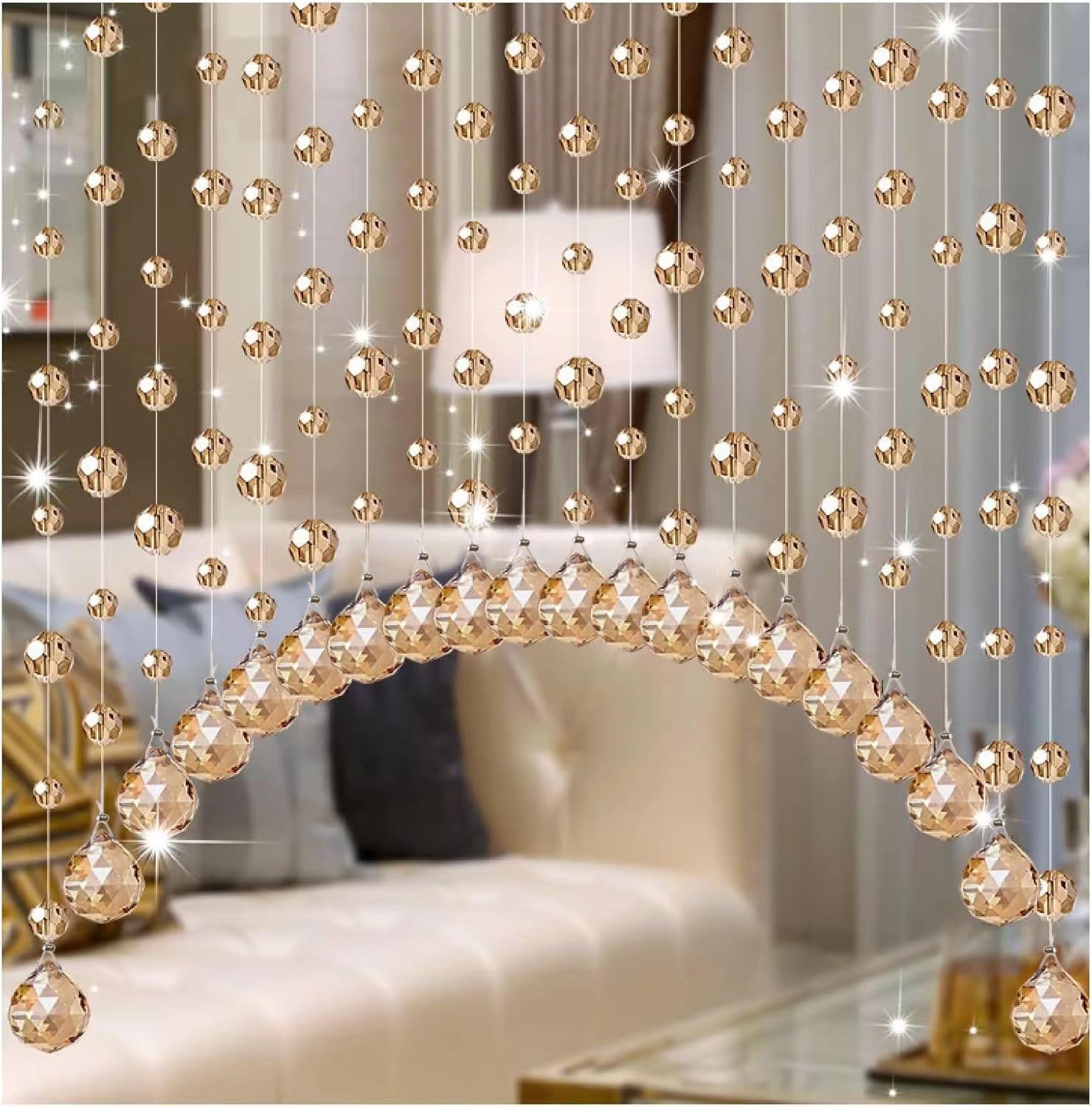 20 Strings Crystal Beaded Curtain for Arched Doorway