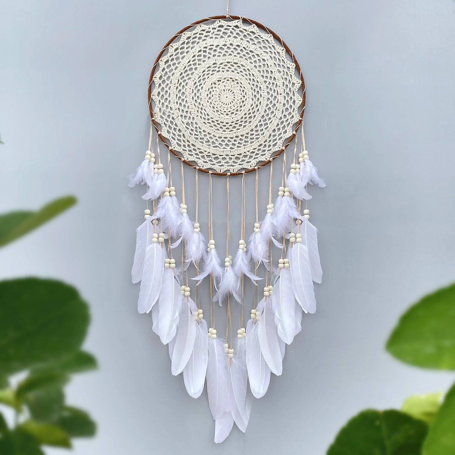 Large White Dream Catcher Wall Decor with Greeting Card Gift