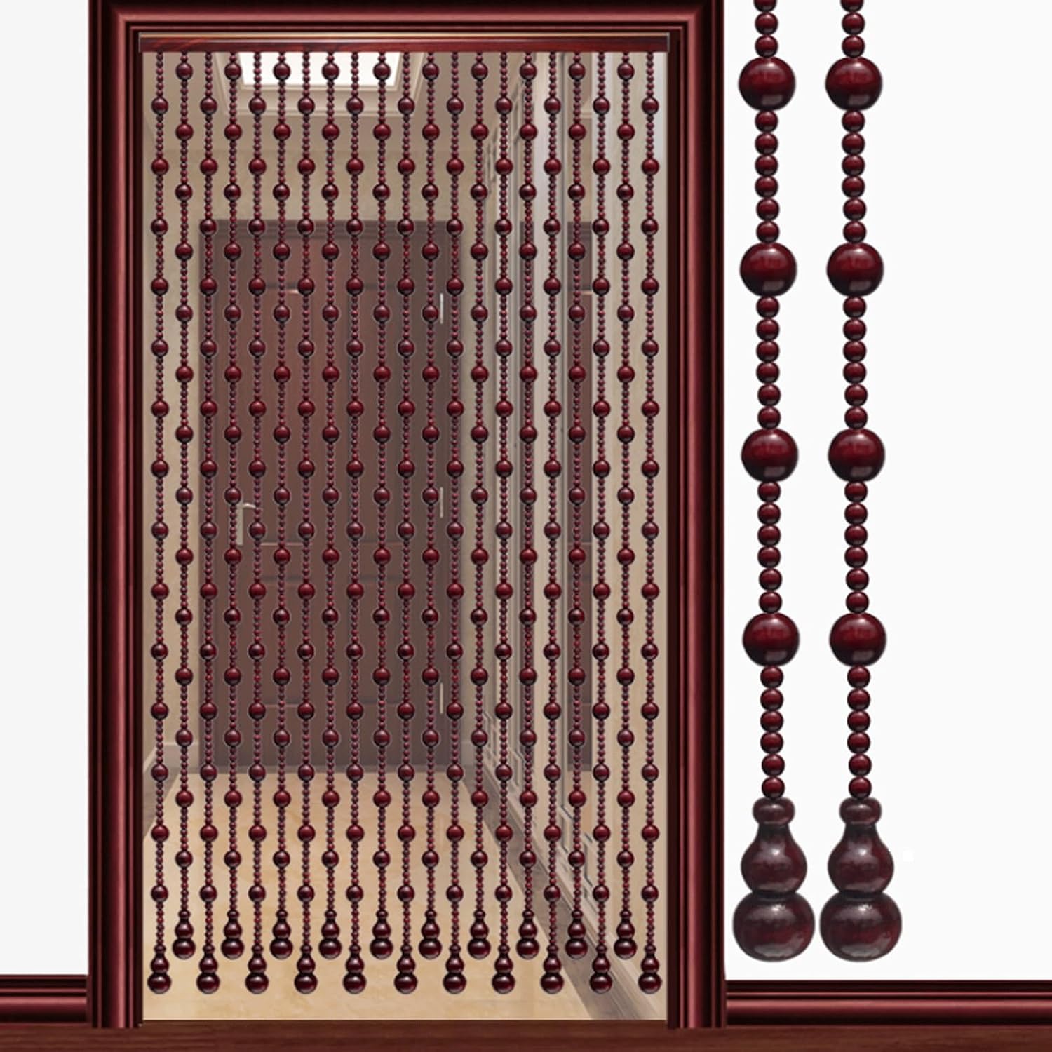 NESLAY Natural Wooden Beaded Curtain for Room Divider