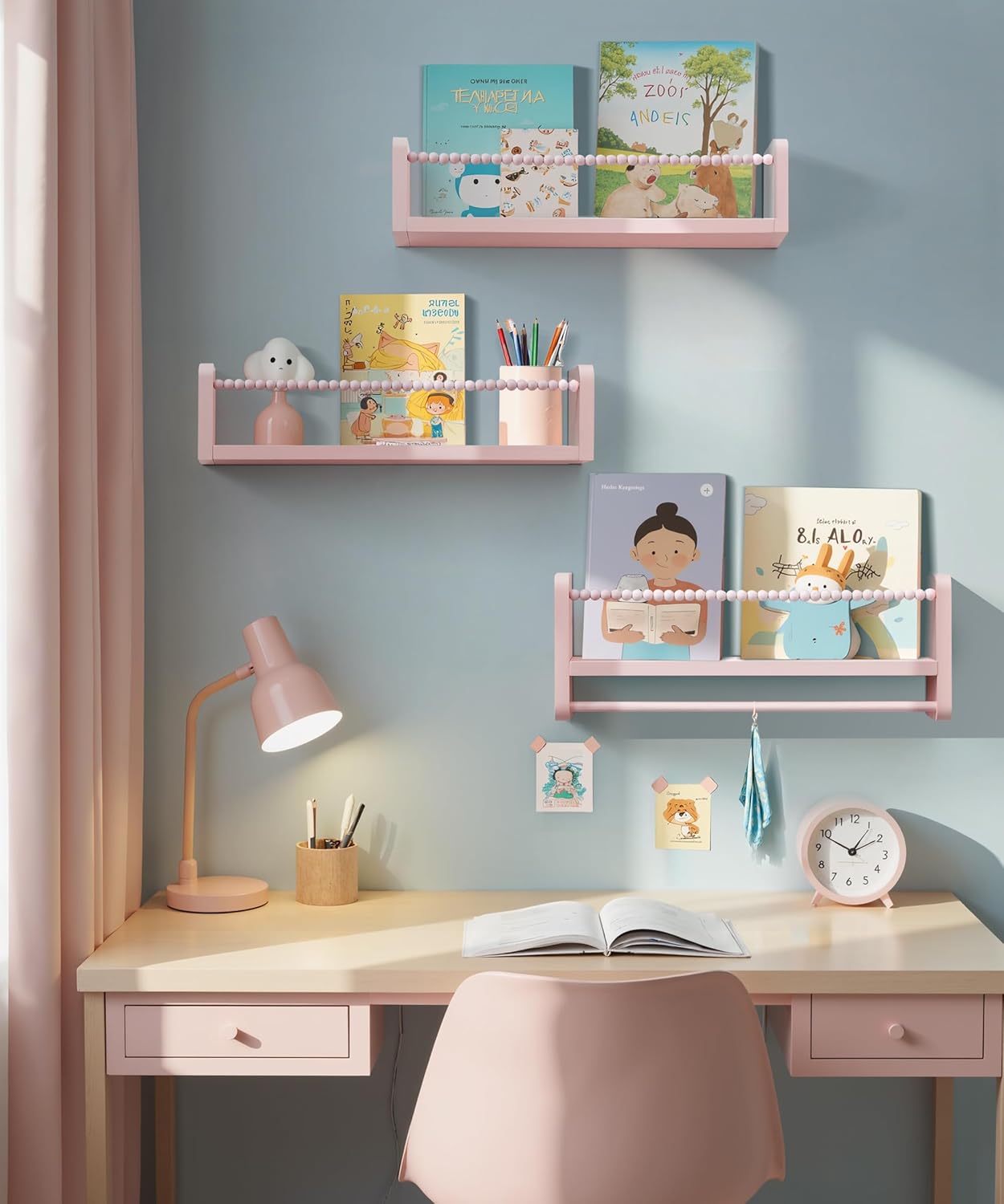 Pink Floating Bookshelf Wall Set of 3