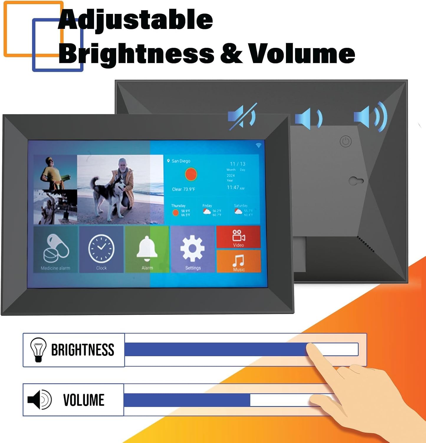 101 Digital Clock for Seniors Remote Photo Sharing Medication Reminders Auto Slideshow Dementia Aid Black Desk Mount