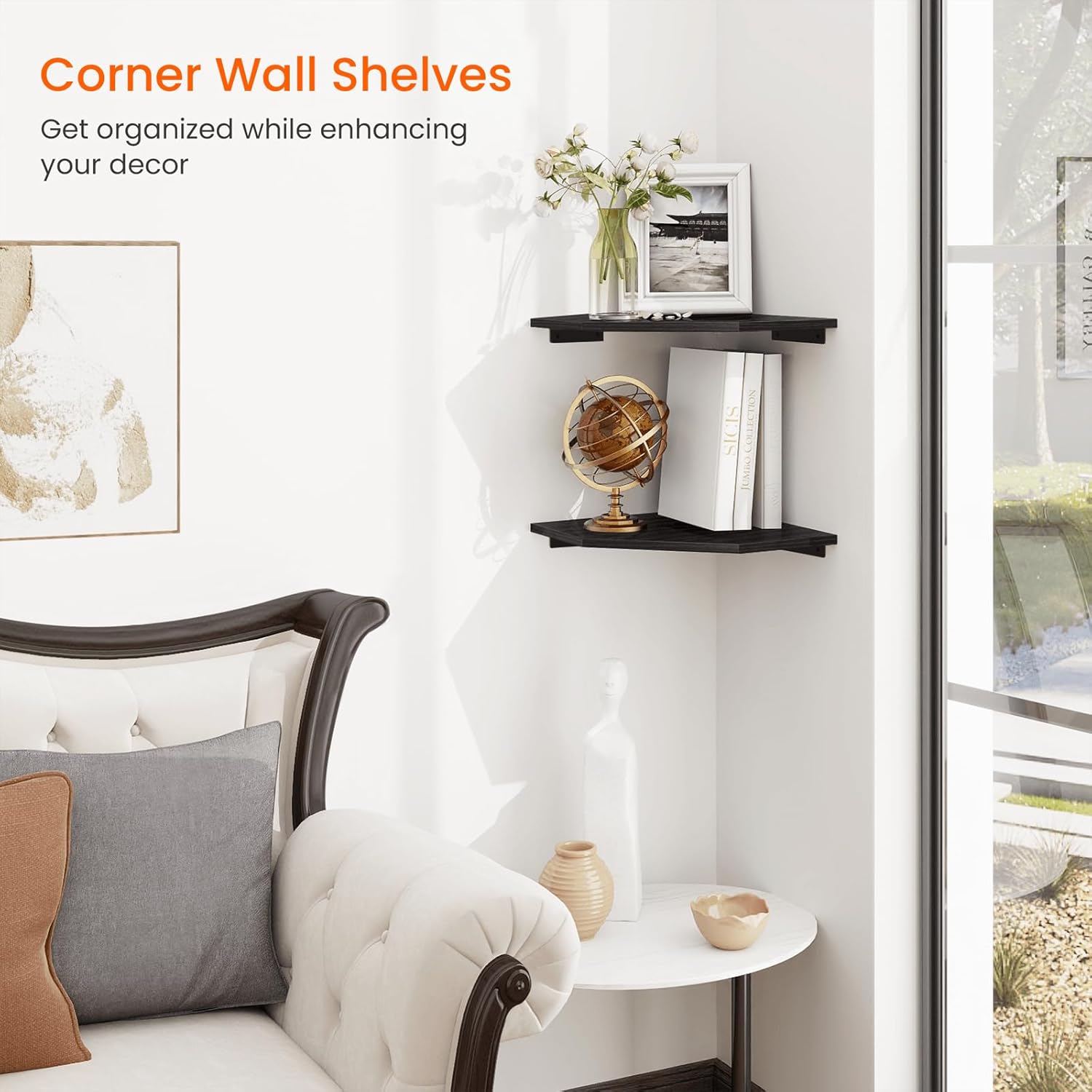 Homode Corner Floating Shelves Set of 2 Black