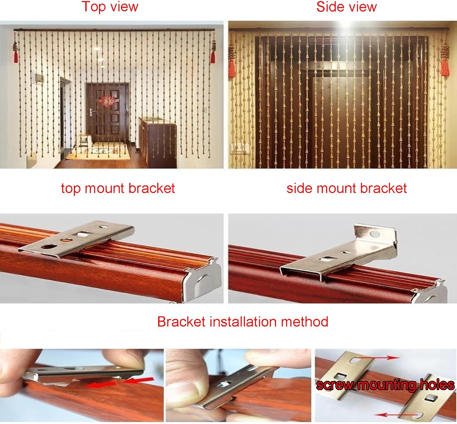 LEOSXA Beaded Door Curtain - 21 Strands 80x176cm Natural Wood Panels