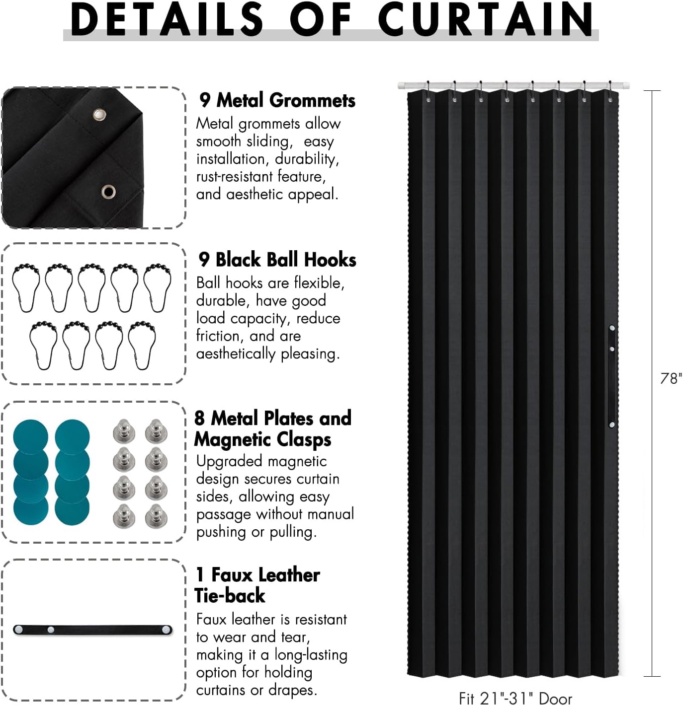 MIULEE Halloween Magnetic Folding Door Curtains 1 Panel