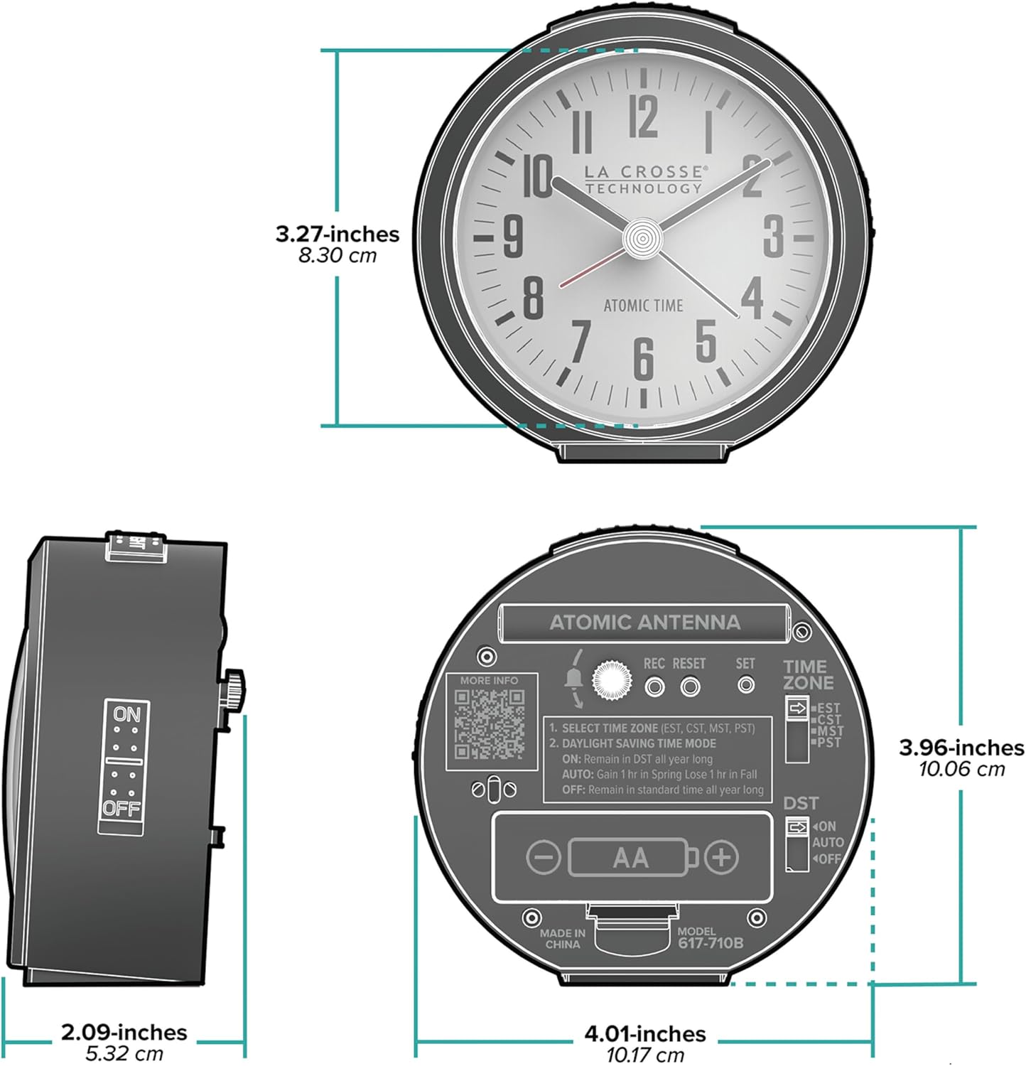 La Crosse Technology 4 Inch Atomic Alarm Clock